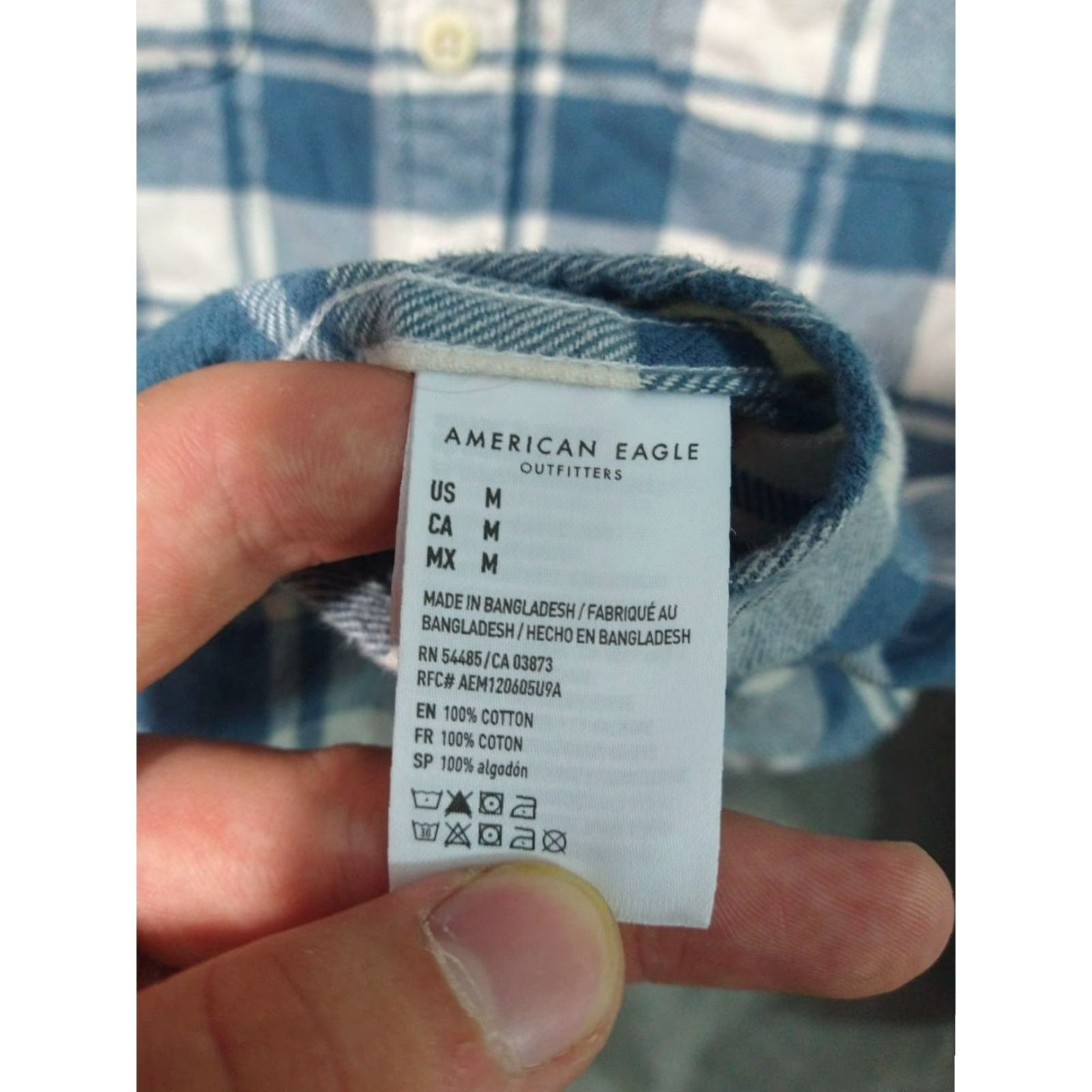 American Eagle Outfitters American Eagle Flannel Shirt Mens Medium Blue White Plaid Super Soft Button-Up Long Sleeve Size US M / EU 48-50 / 2 - 7 Thumbnail