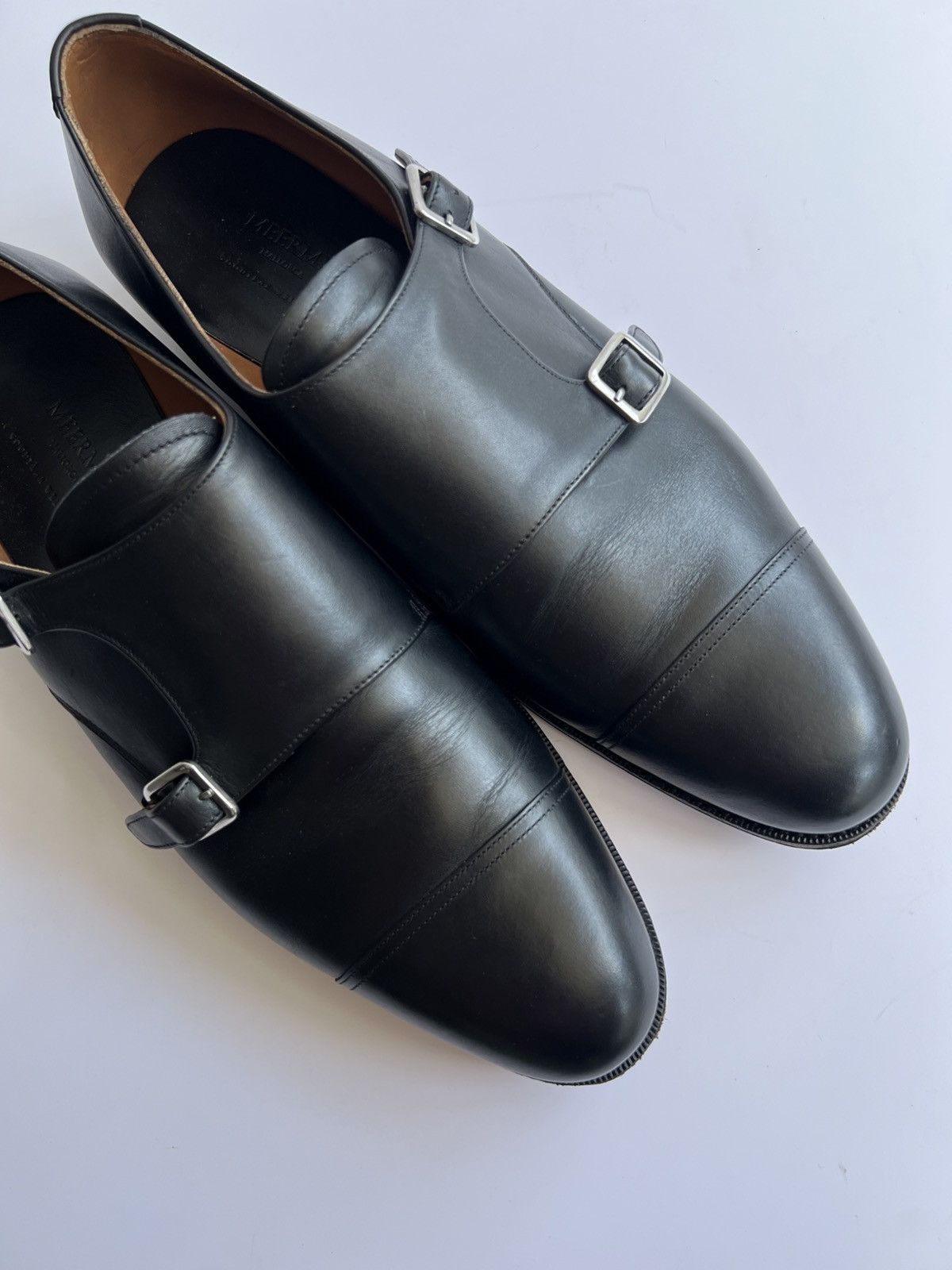 Meermin Meermin - 101341 Black Calf E - Double Monk Dress Shoes Size US 11.5 / EU 44-45 - 6 Thumbnail