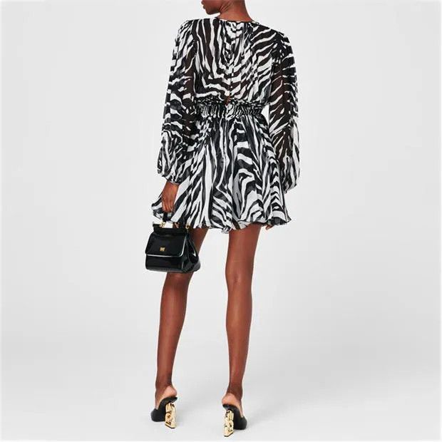 Dolce & Gabbana o1g2r1mq1024 Zebra Print Mini Dress in Bianco & Black Size XS / US 0-2 / IT 36-38 - 5 Thumbnail