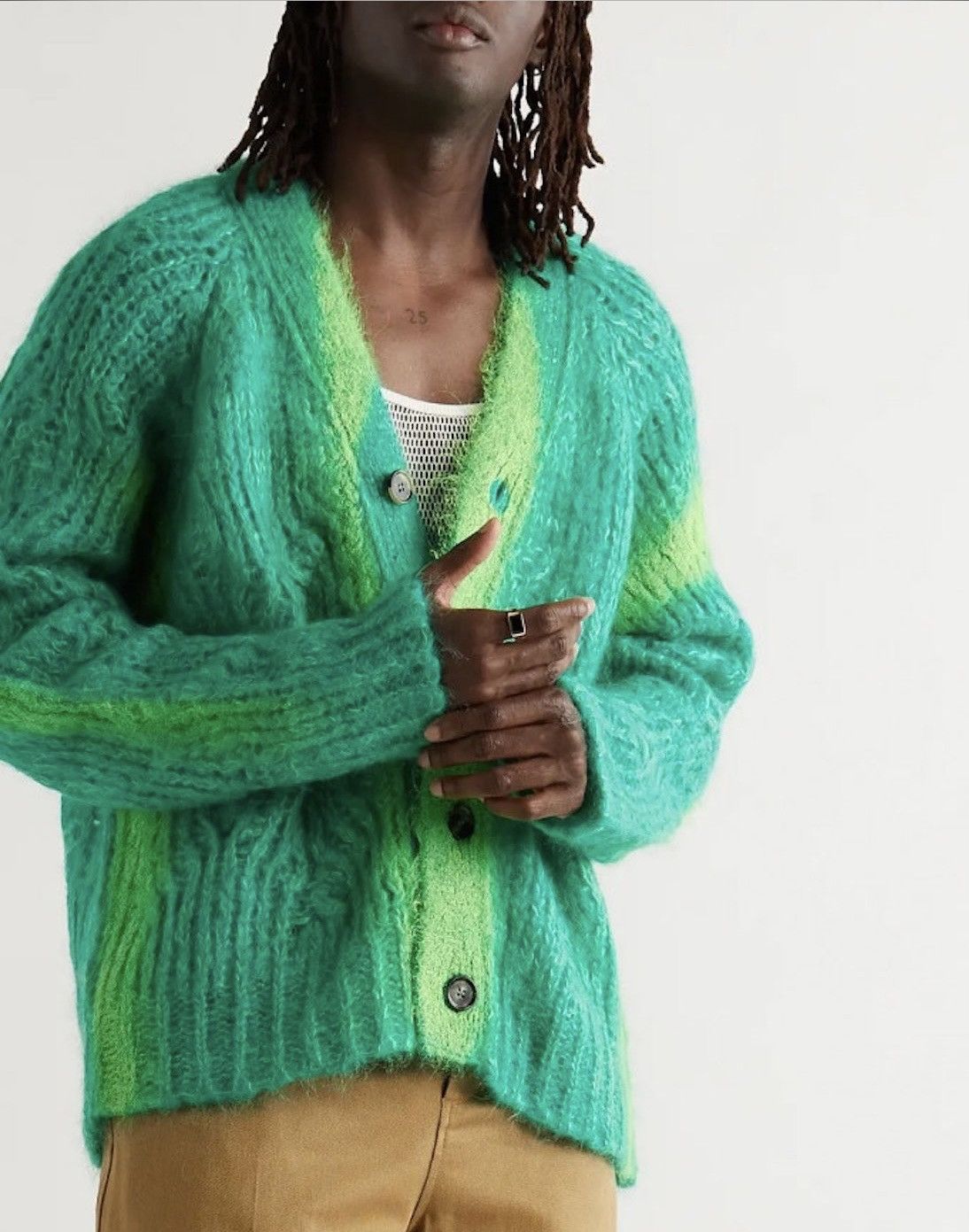 image of Marni Mohair Cardigan in Green, Women's (Size Small)