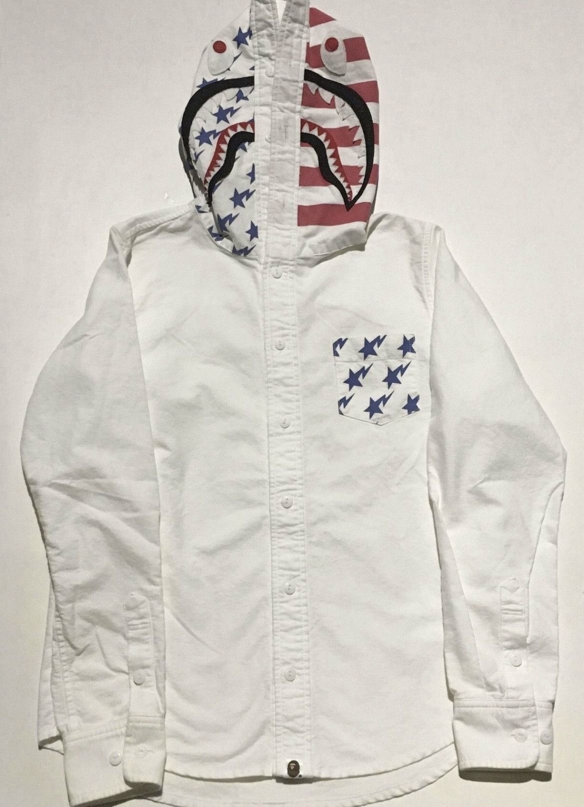 Bape Shark Shirt Hoodie Size XS / US 0-2 / IT 36-38 - 1 Thumbnail