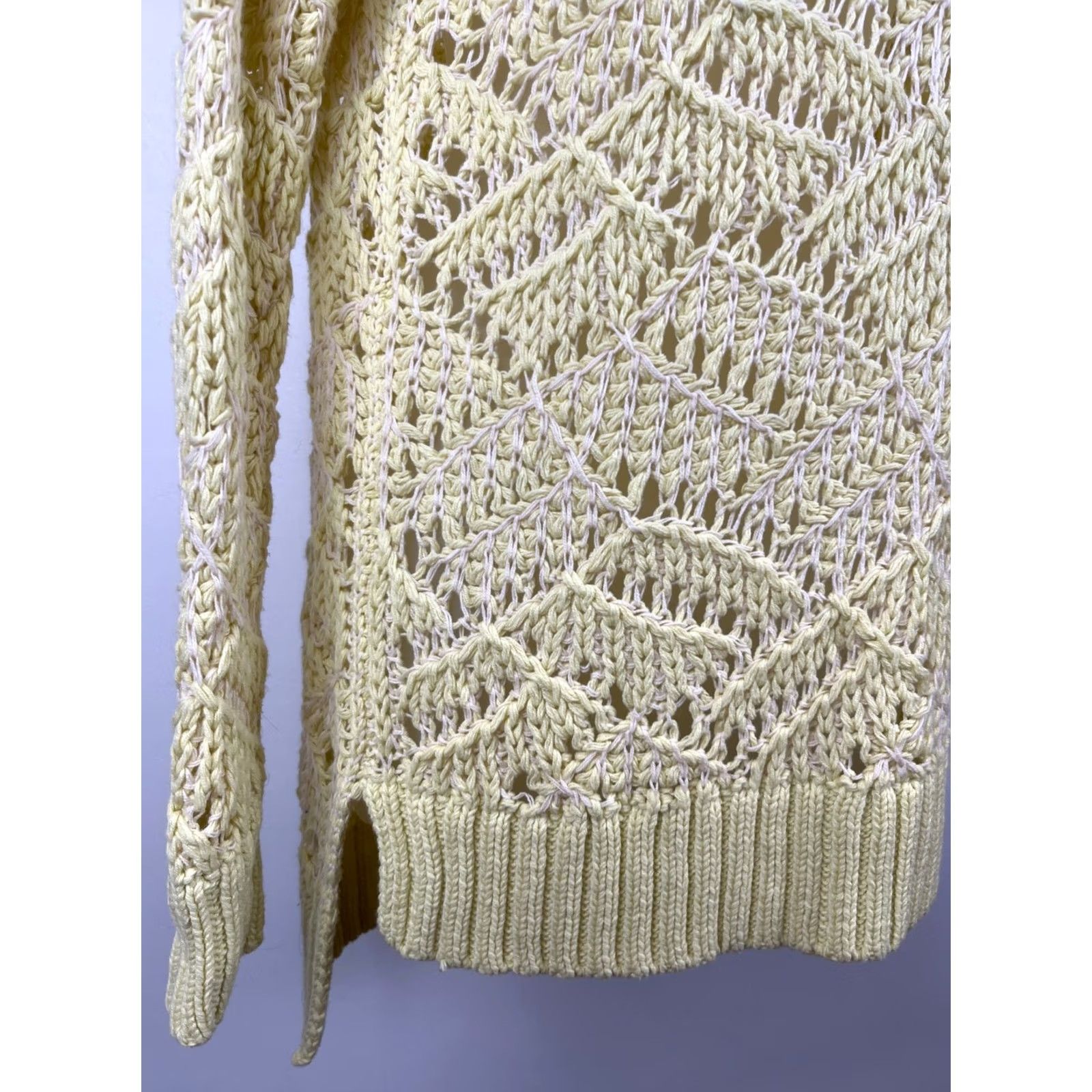 Vintage Universal Thread Sweater Womens Small Yellow Cotton Blend Open Knit Pullover Size S / US 4 / IT 40 - 3 Thumbnail