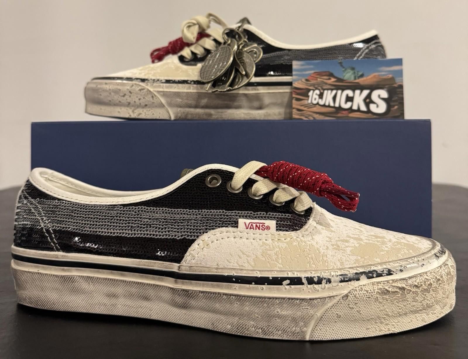 Vans Vans LX Authentic 44 Black/White Sequin Charm Men's US 8 Size US 8 / EU 41 - 1 Thumbnail