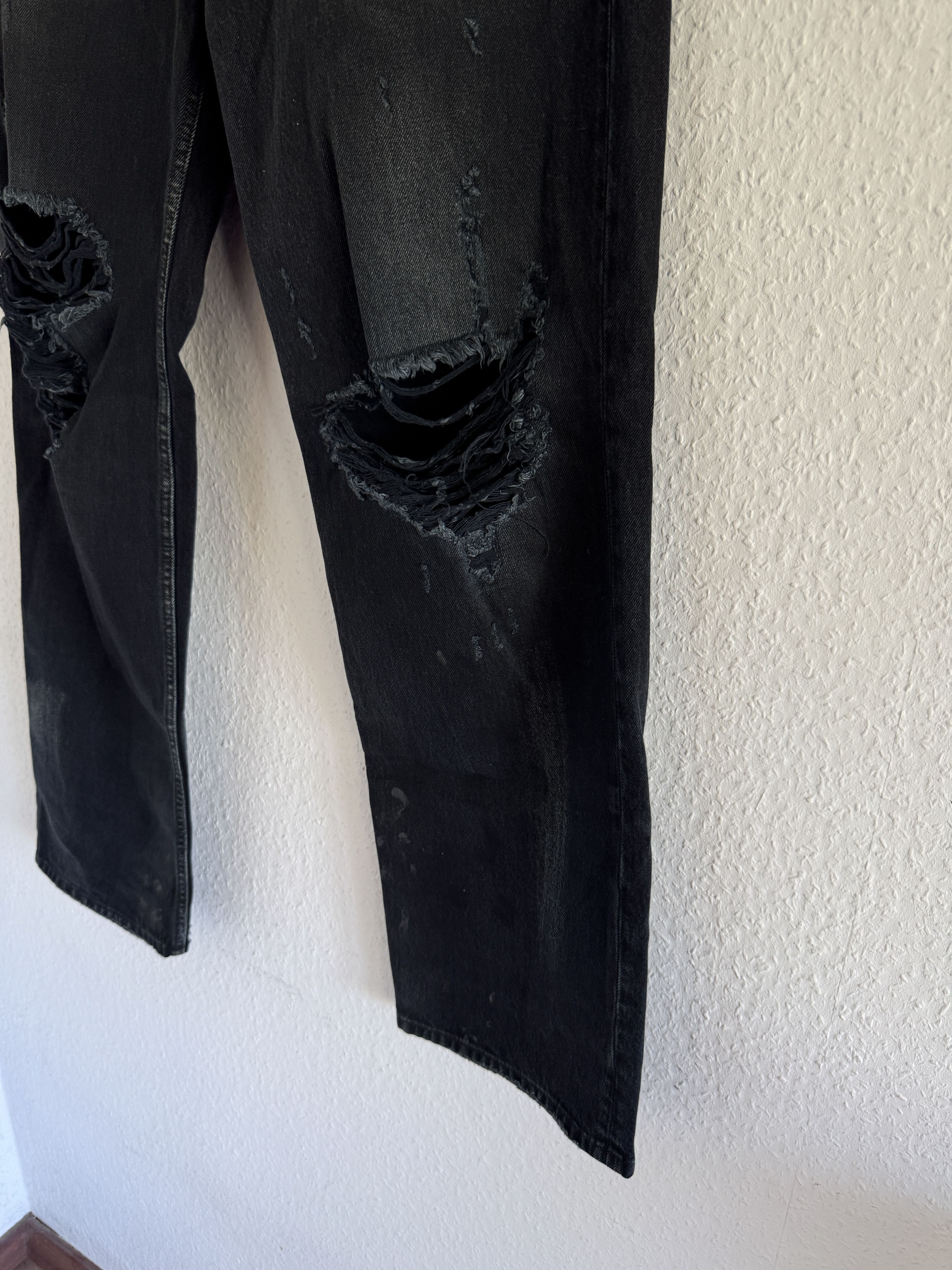 Balenciaga Destroyed Black Denim Jeans Size US 34 / EU 50 - 2 Thumbnail