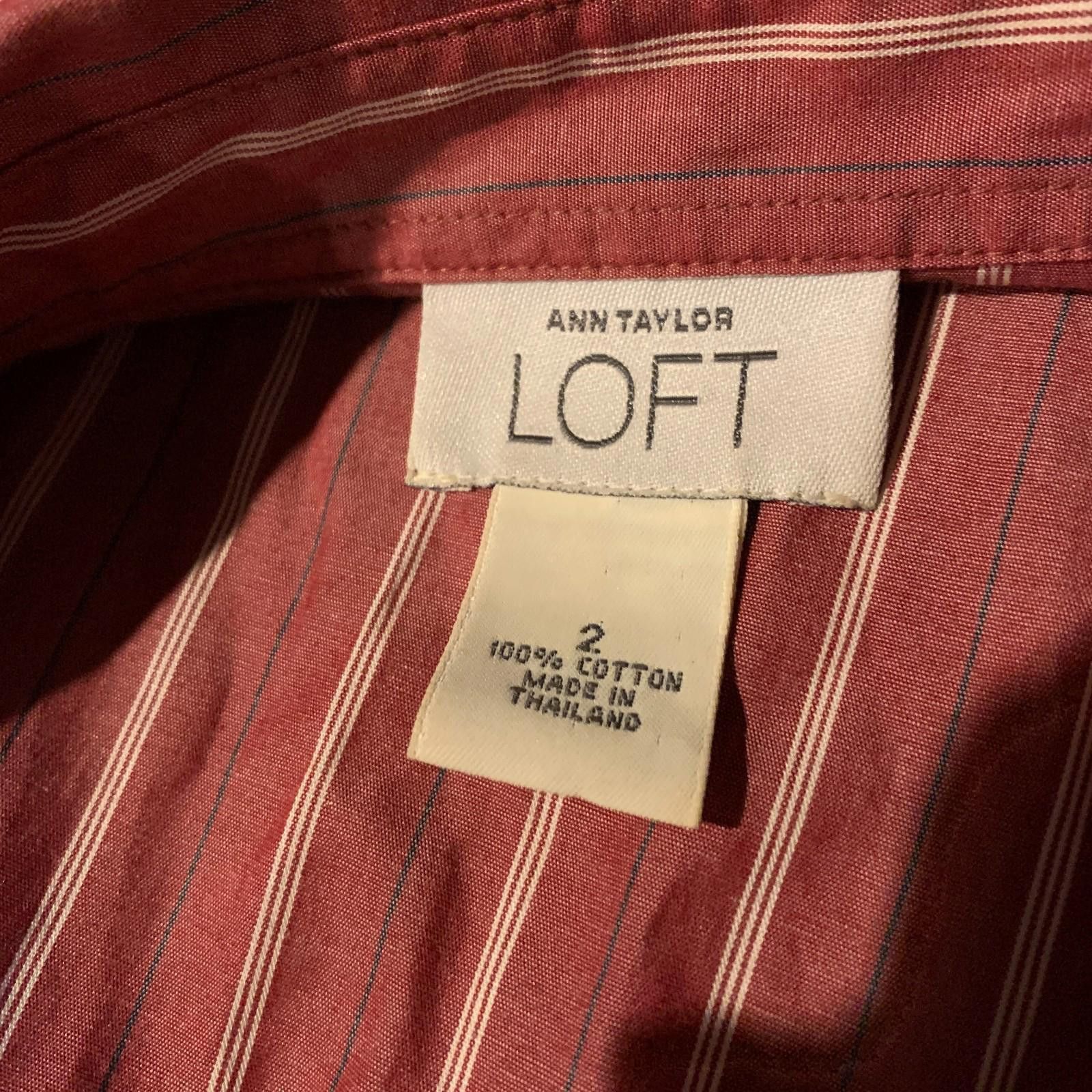 Designer Ann Taylor Loft Blouse Vertical Stripe with Tie Sz. 2 (377) Size XS / US 0-2 / IT 36-38 - 7 Thumbnail