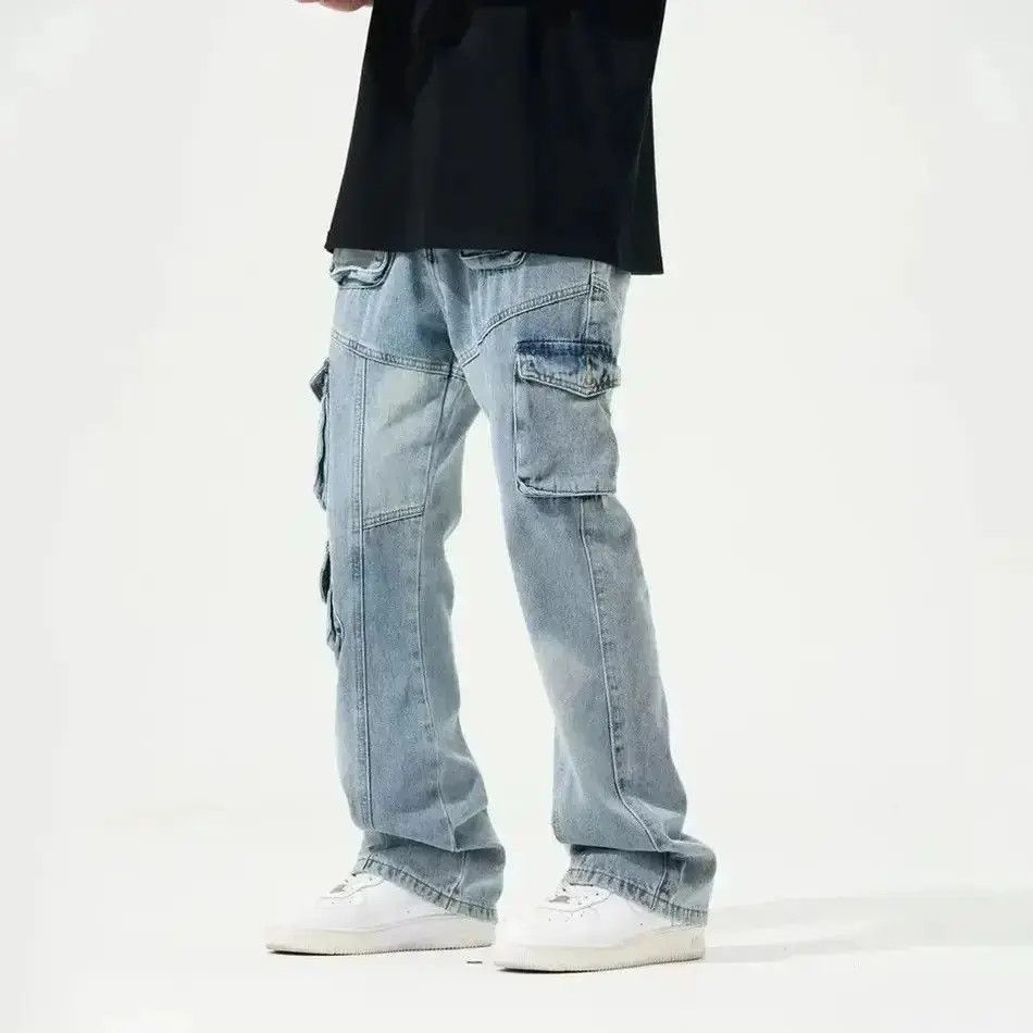 Japanese Brand Opium Cargo Baggy Flared Denim Jeans Size US 32 / EU 48 - 4 Thumbnail