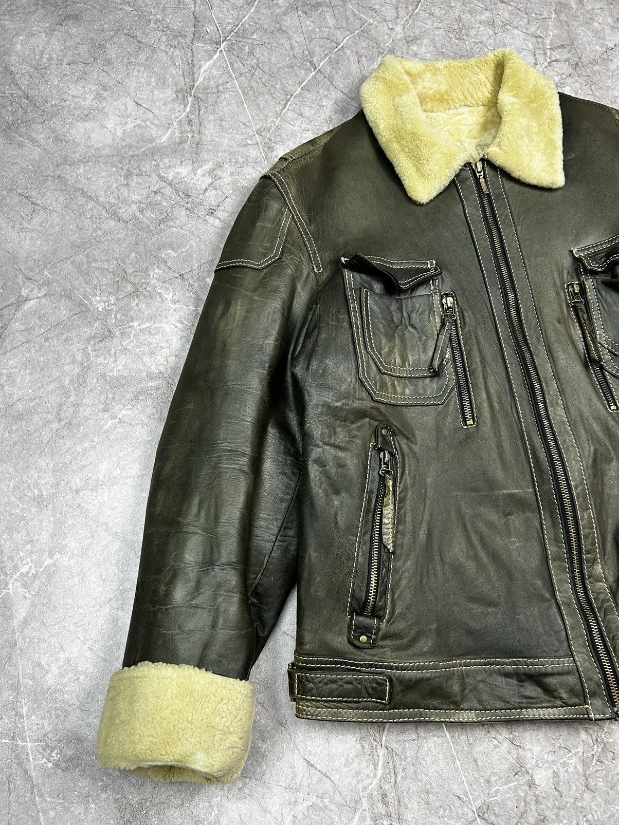 Vintage Leather Jacket faded crazy y2k Size US M / EU 48-50 / 2 - 5 Thumbnail