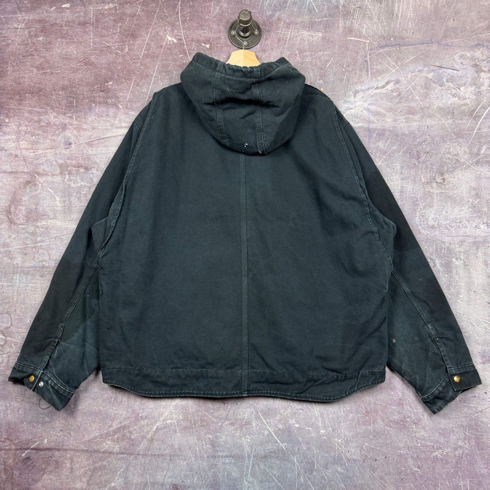 Carhartt × Vintage 00s Faded Black Carhartt Hooded Detroit Work Jacket XXL 2359 Size US XXL / EU 58 / 5 - 2 Thumbnail