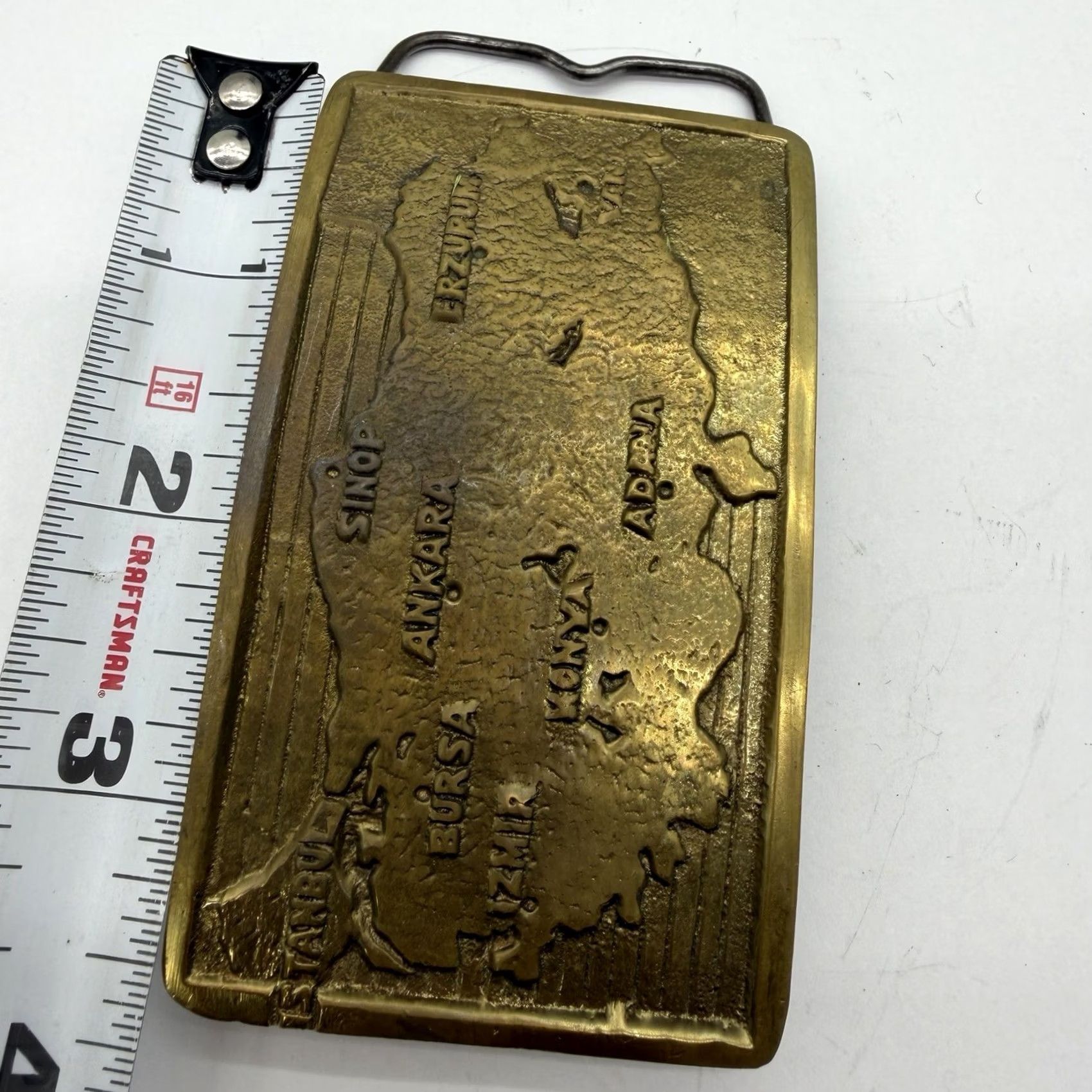 Vintage VINTAGE Turkey Istanbul Izmir Bursa Country Outline Brass Belt Buckle Size ONE SIZE - 4 Thumbnail