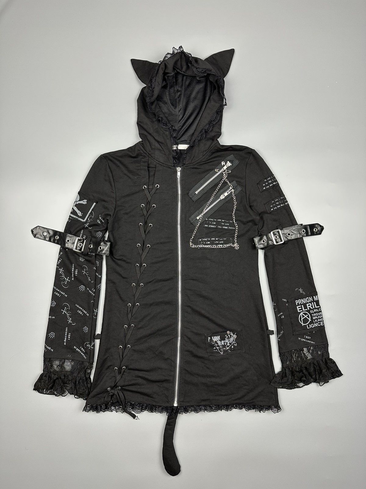 image of Acdc Rag Anarchy Seditionaries Punk Cat Hoodie Design in Black, Women's (Size Medium)