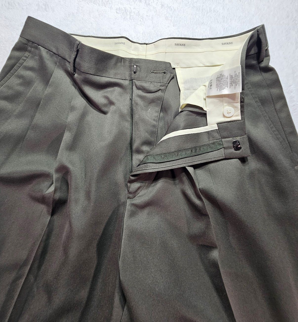 Savane Savane Mens Sage Green Pleated Cuffed Dress Pants Size US 34 / EU 50 - 9 Thumbnail