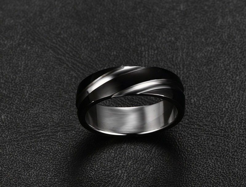 Jewelry 6MM High Polished Black Stainless Steel Ring Size ONE SIZE - 3 Thumbnail