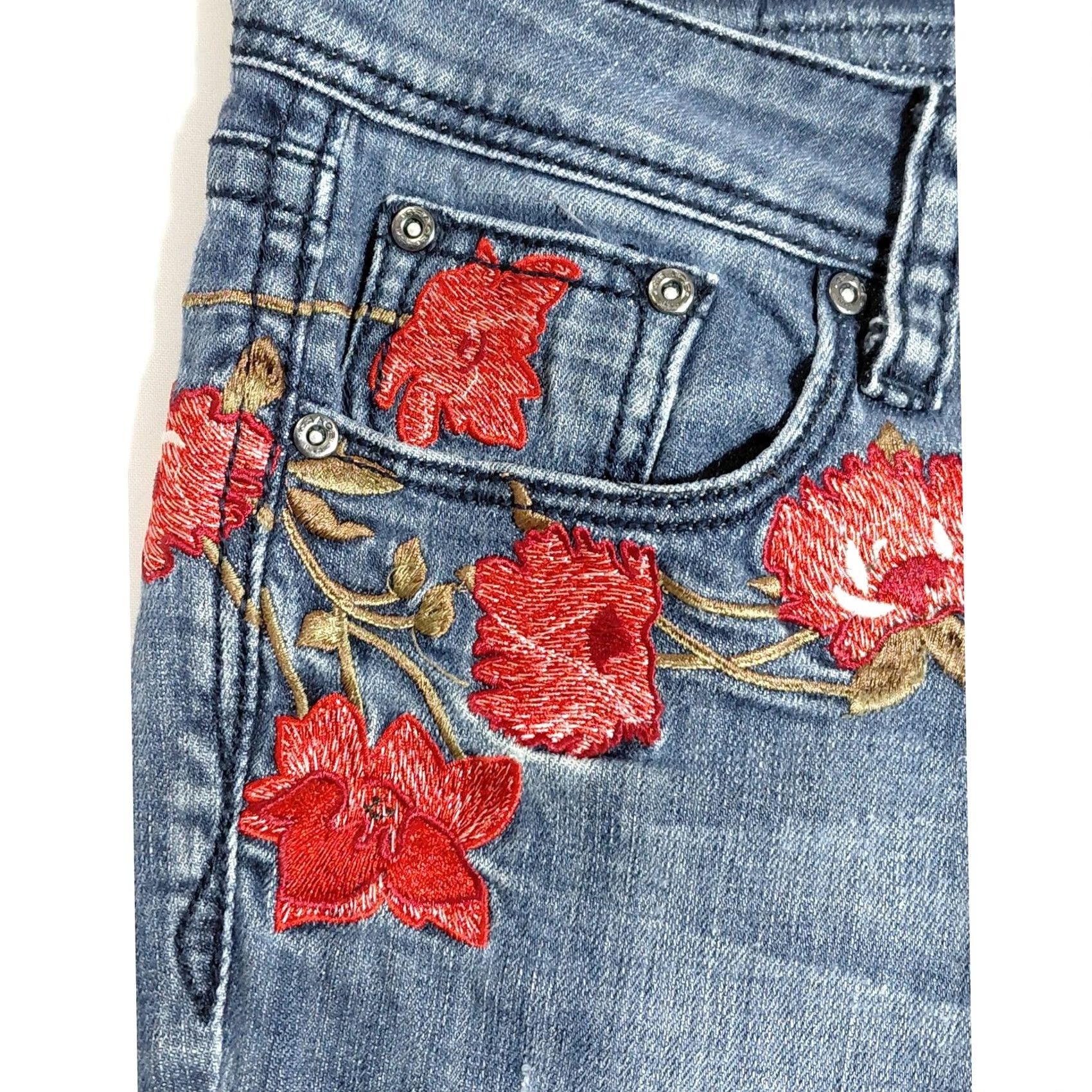 Grace in LA GRACE Boot Cut Jeans Women Size 26 Embroidered Blue Denim Bootcut Size 26" / US 2 / IT 38 - 3 Thumbnail