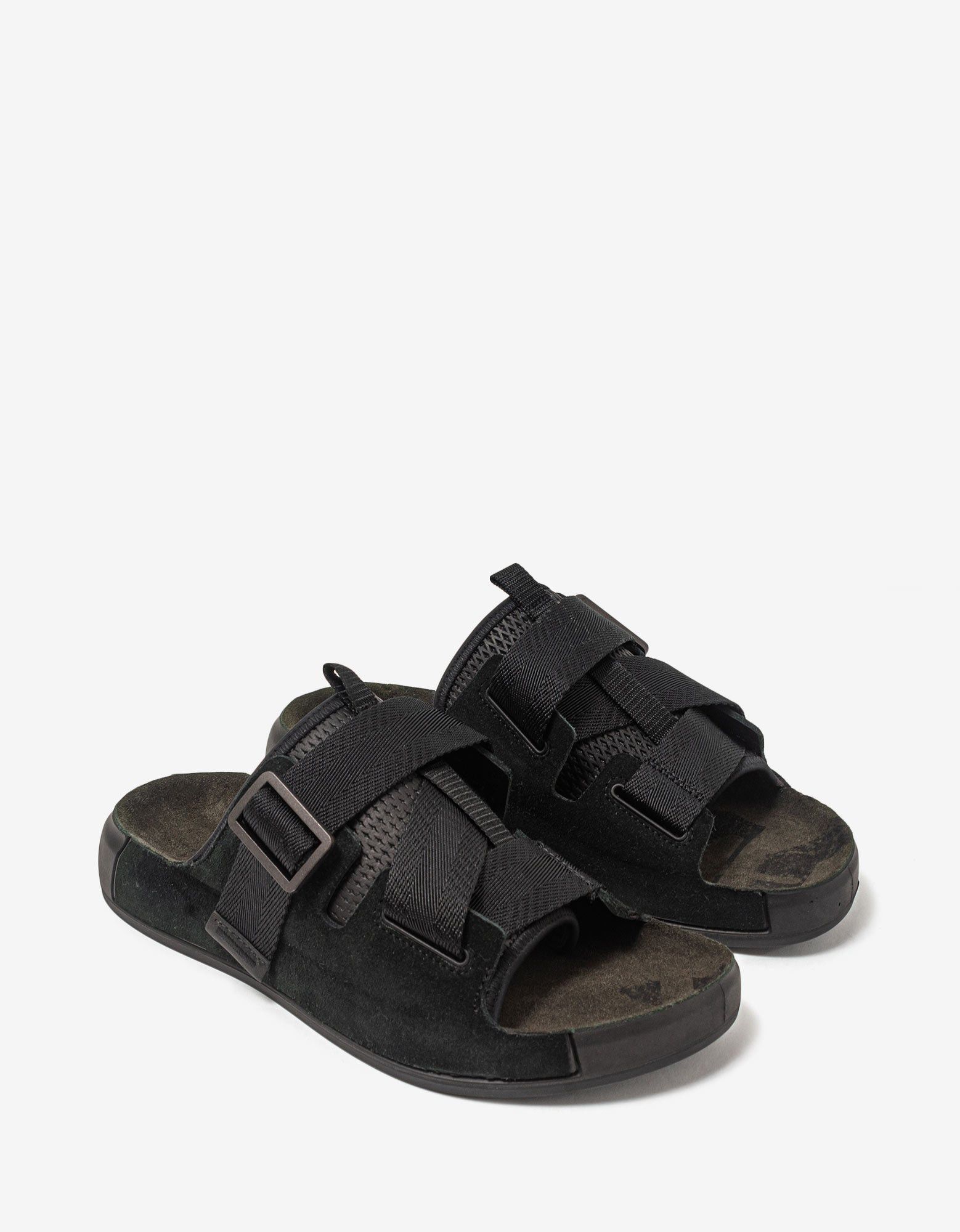 image of Stone Island Shadow Project Black Suede & Tape Sandals, Men's (Size 7)