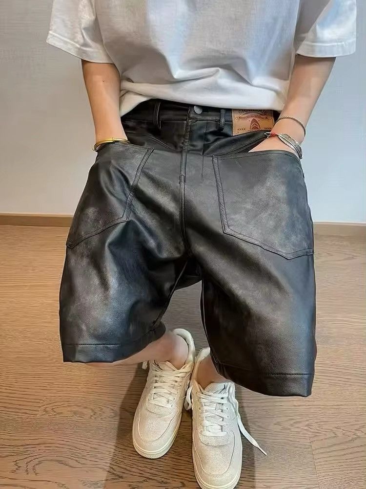 Jean Vintage PU Leather Reverse Shorts Size US 28 / EU 44 - 1 Thumbnail