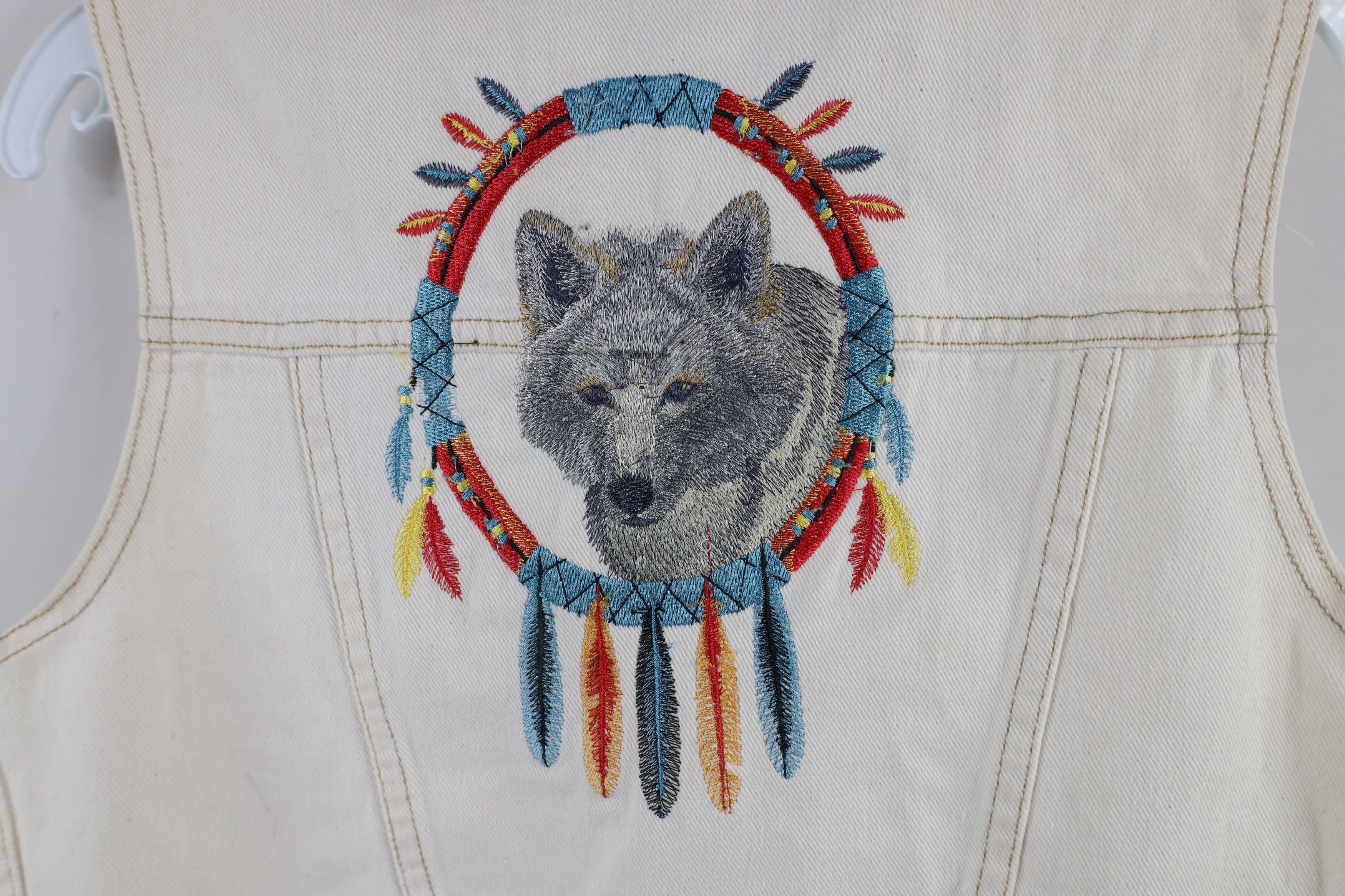 Vintage Vintage 90s Streetwear Wolf Cropped Denim Vest Jacket Size M / US 6-8 / IT 42-44 - 9 Thumbnail