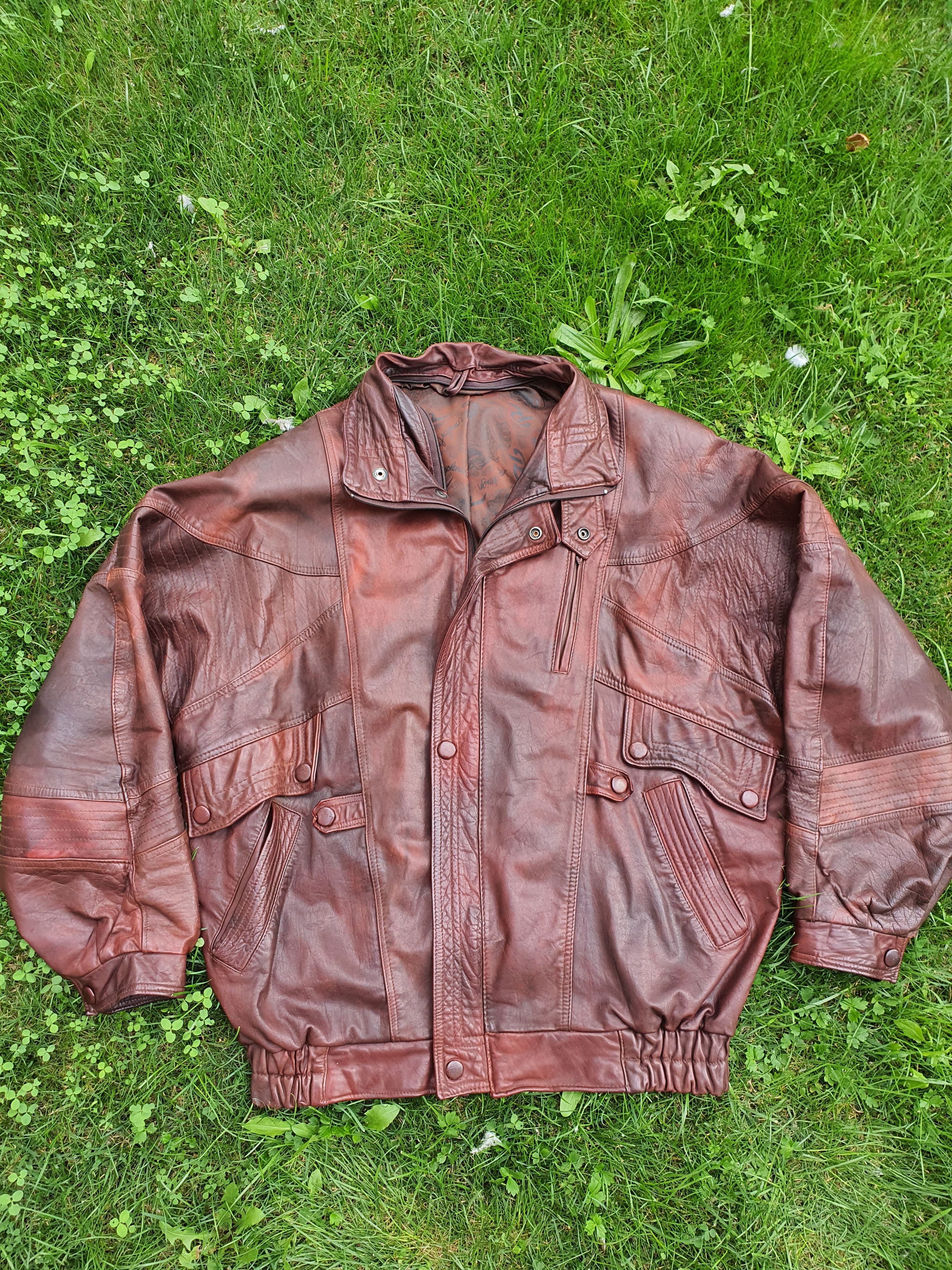 Genuine Leather × Vintage Vintage Boxy Leather Jacket Size US L / EU 52-54 / 3 - 5 Thumbnail