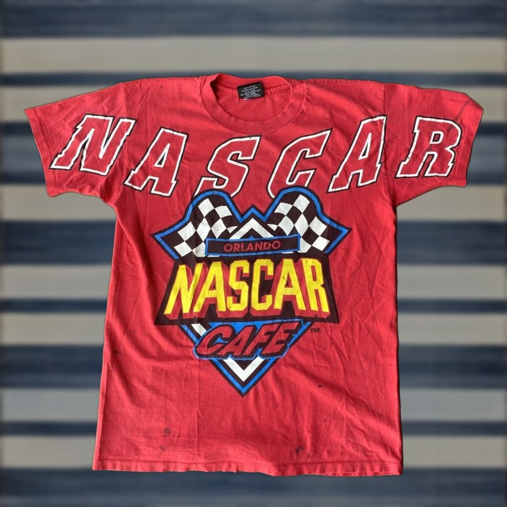 NASCAR VINTAGE Nascar Cafe Racing Orlando T-Shirt L Mens Red 90s Double-Sided Short Sleeve Crew Neck Logo Size US L / EU 52-54 / 3 - 1 Thumbnail
