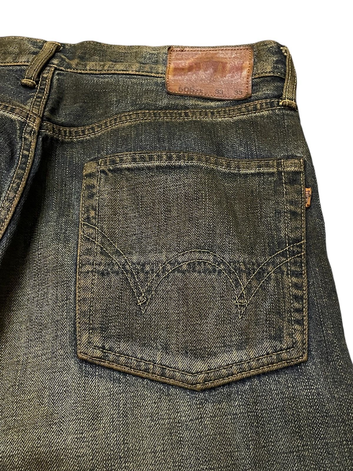 Edwin × Hysteric Glamour Vintage Edwin 505zx Mud Dirty Mud Wash Loose Selvedge Jeans Size US 33 - 15 Thumbnail