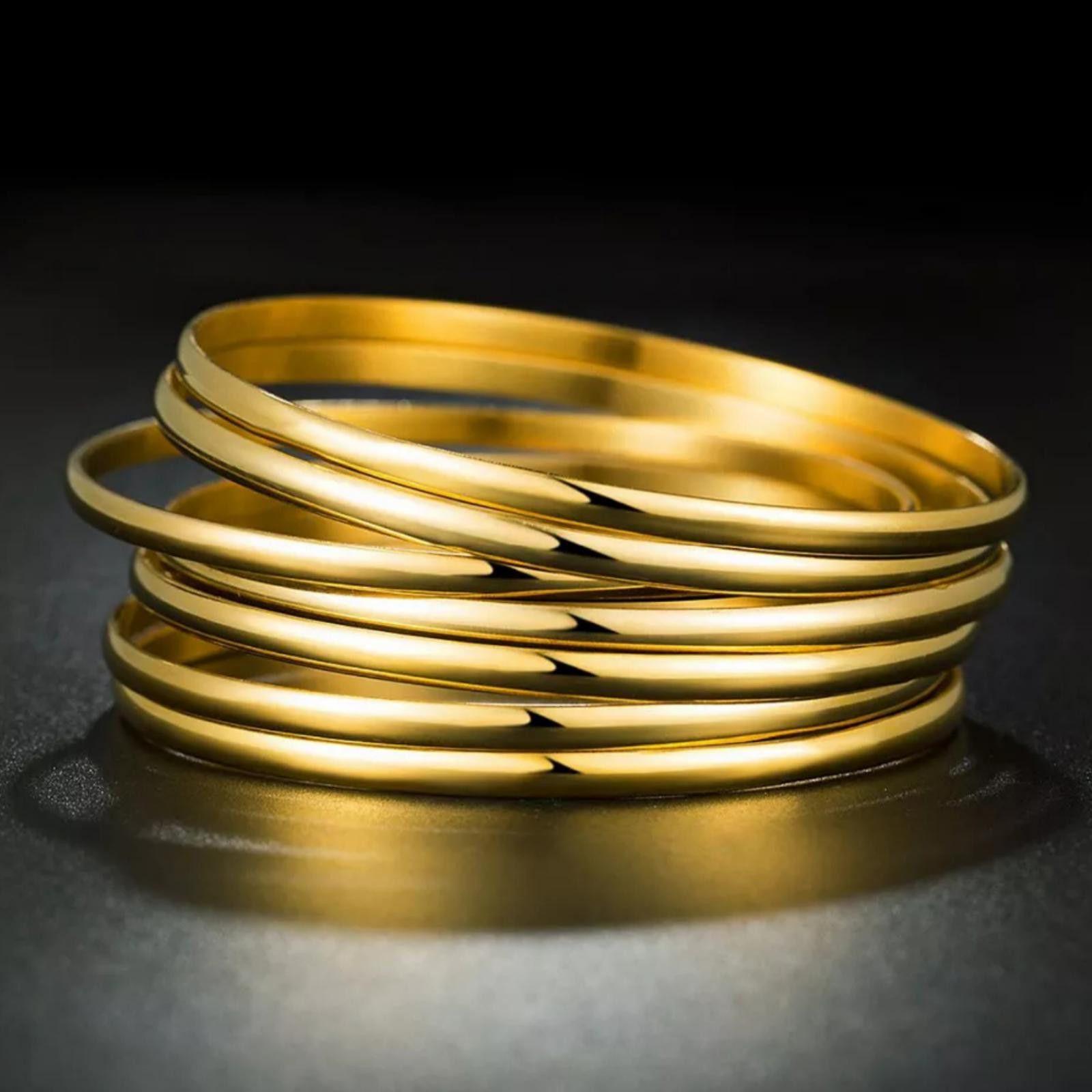 Other STEELTIME 18K Gold Plated Stainless Steel Bangle Set 7 Piece Size ONE SIZE - 1 Thumbnail