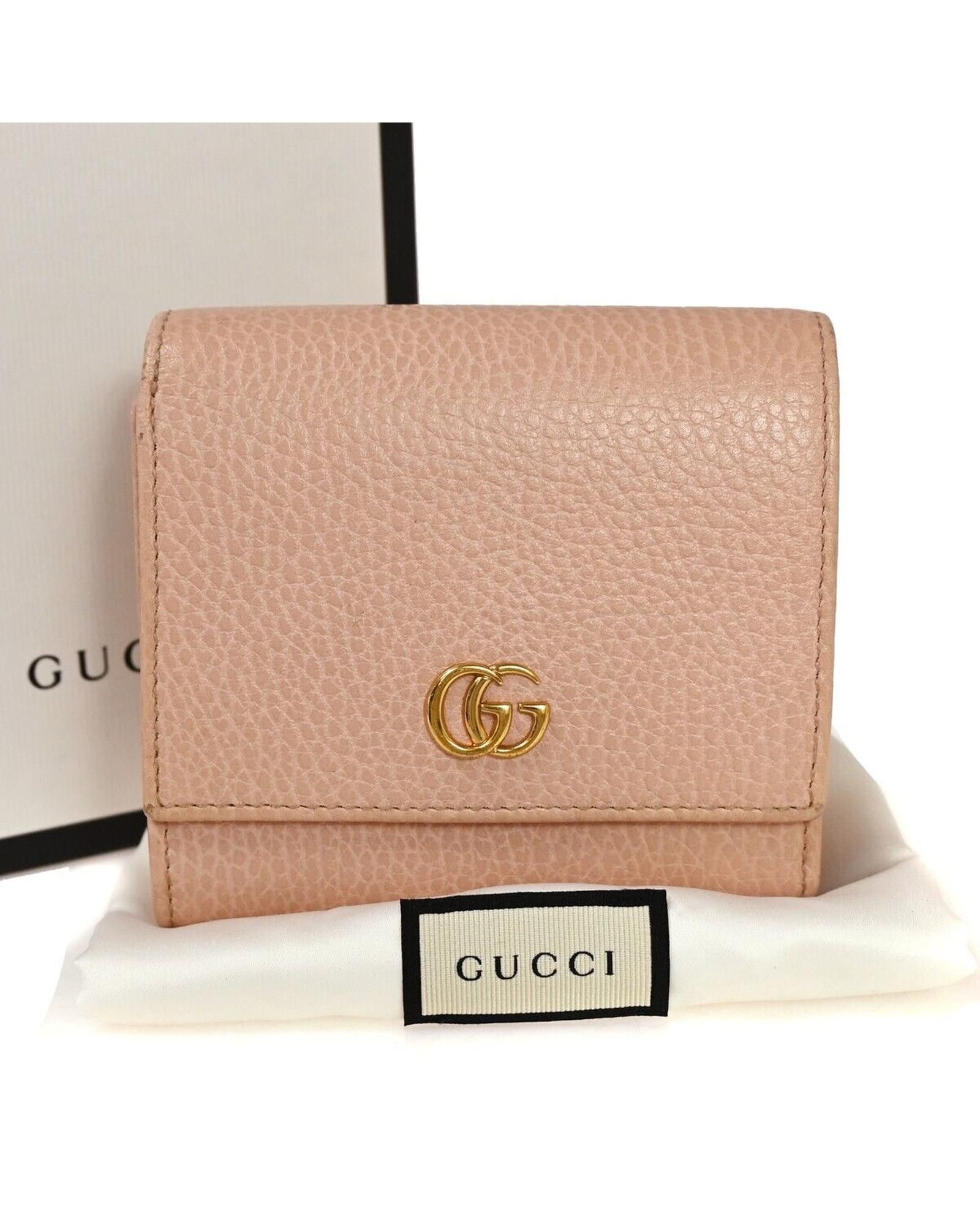 image of Gucci Luxurious Pink Leather Bifold Wallet With Iconic Logo, Women's