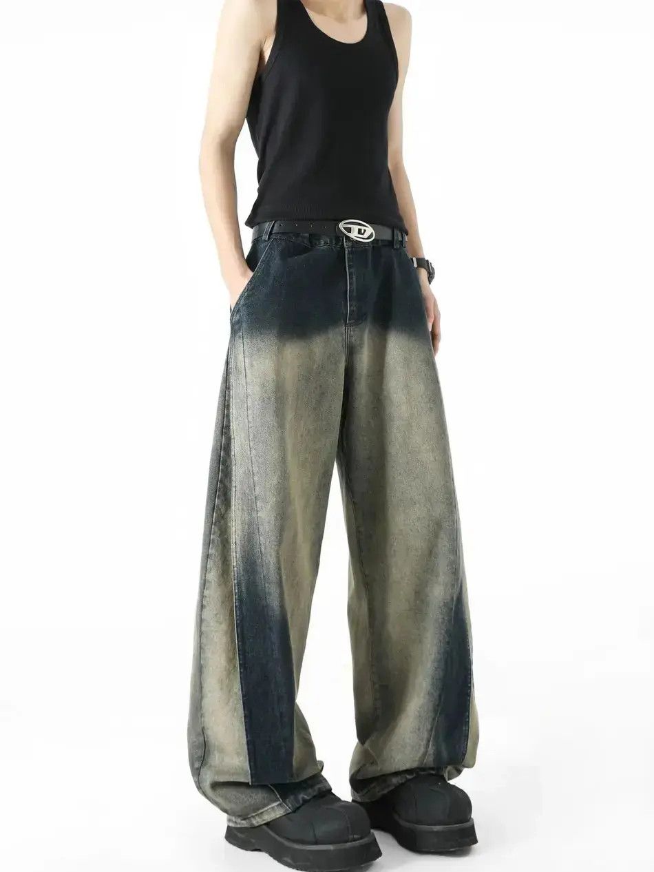 Japanese Brand Retro high street curved knife wide leg jeans Size US 32 / EU 48 - 3 Thumbnail