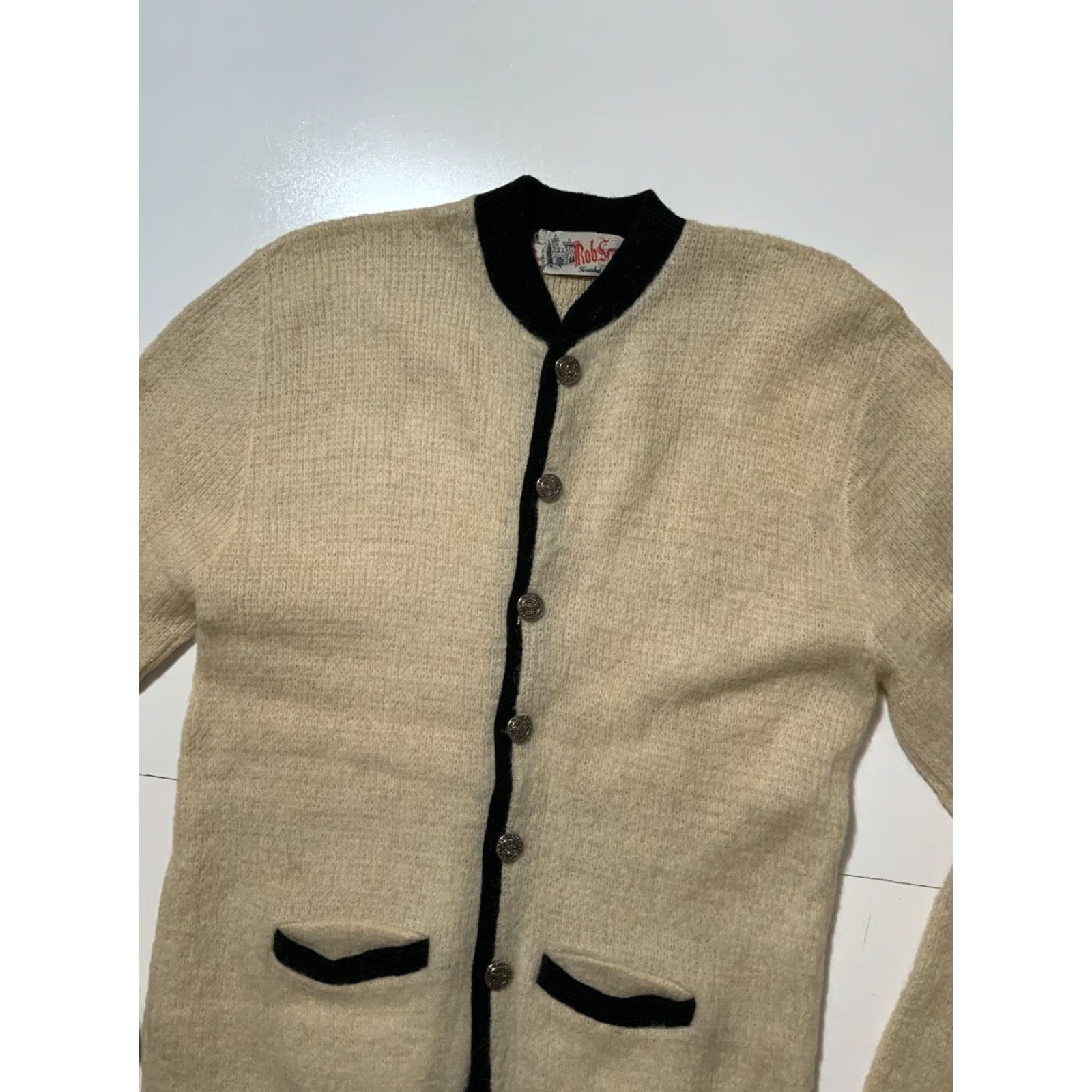 Vintage VINTAGE 60s Rob Scot Mohair Lambswool Hessian Soldier Button Cardigan Sweater LG Size L Size US L / EU 52-54 / 3 - 3 Thumbnail