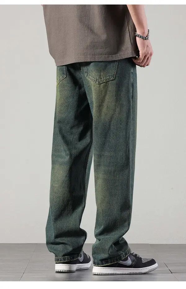 Japanese Brand Classic retro casual versatile olive green loose jeans Size US 32 / EU 48 - 4 Thumbnail