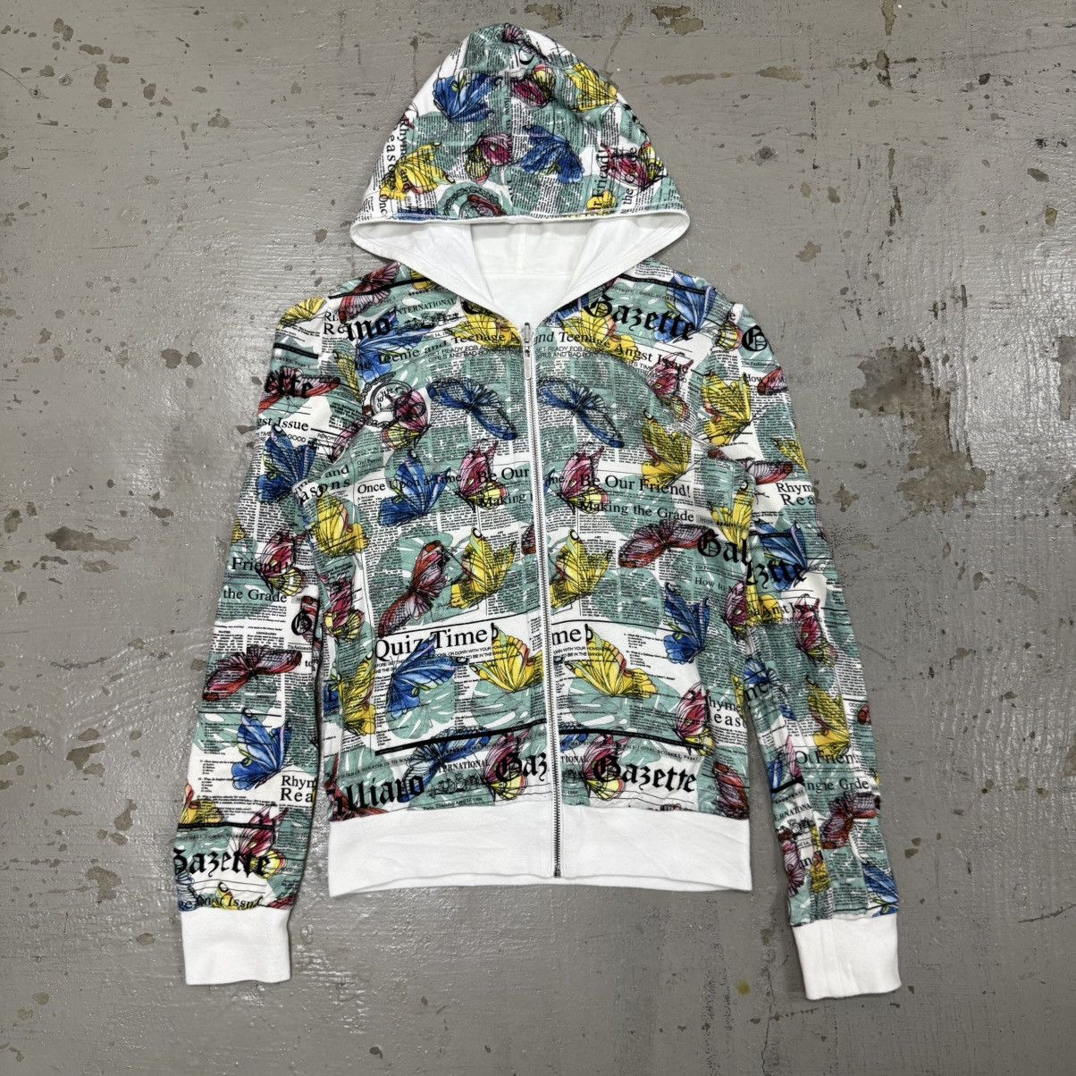 Designer × John Galliano Vintage John galliano newspaper print zip