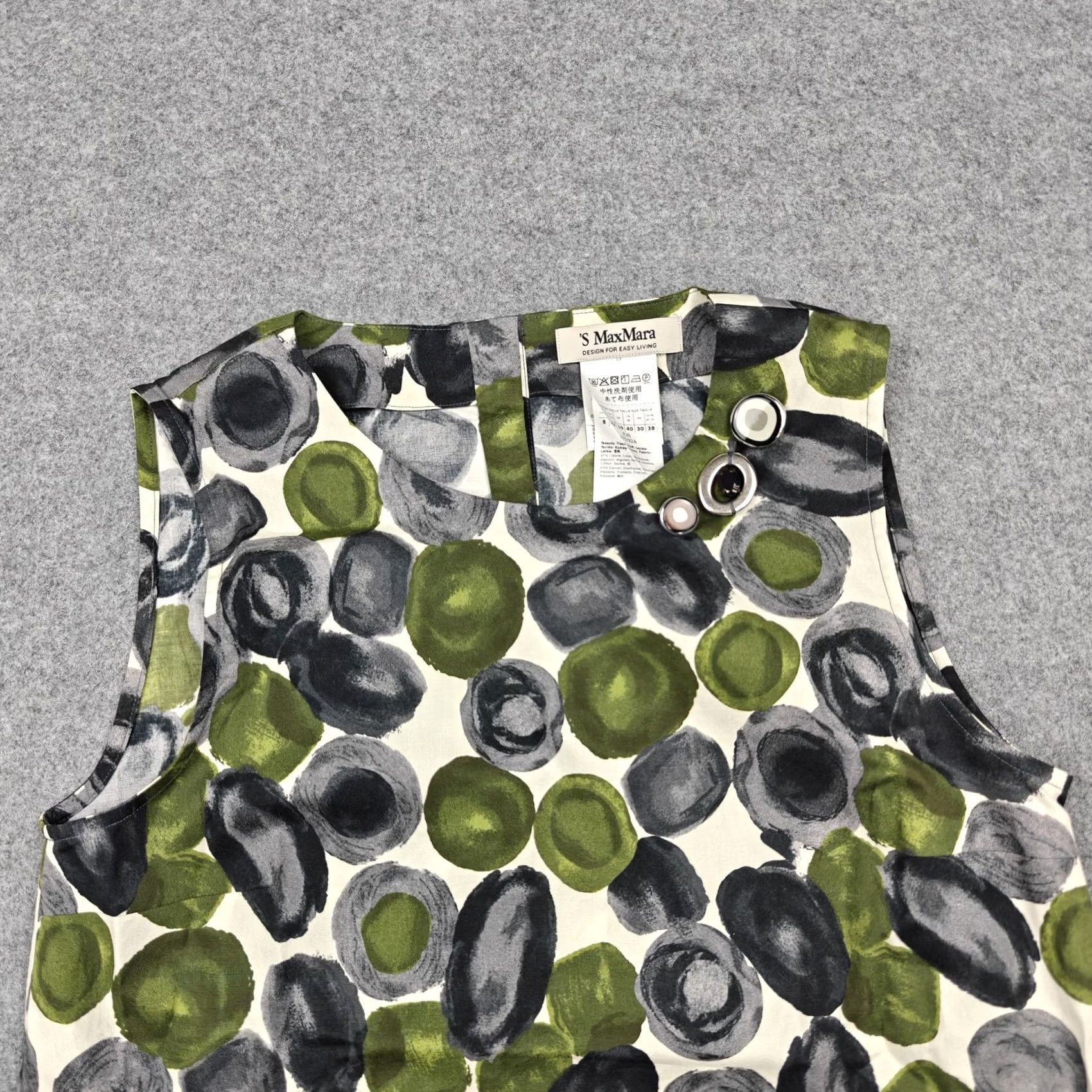 Max Mara 'S MaxMara Blouse Womens 8 Multicolor Polka Dot Sleeveless Embellished Top Size M / US 6-8 / IT 42-44 - 2 Thumbnail