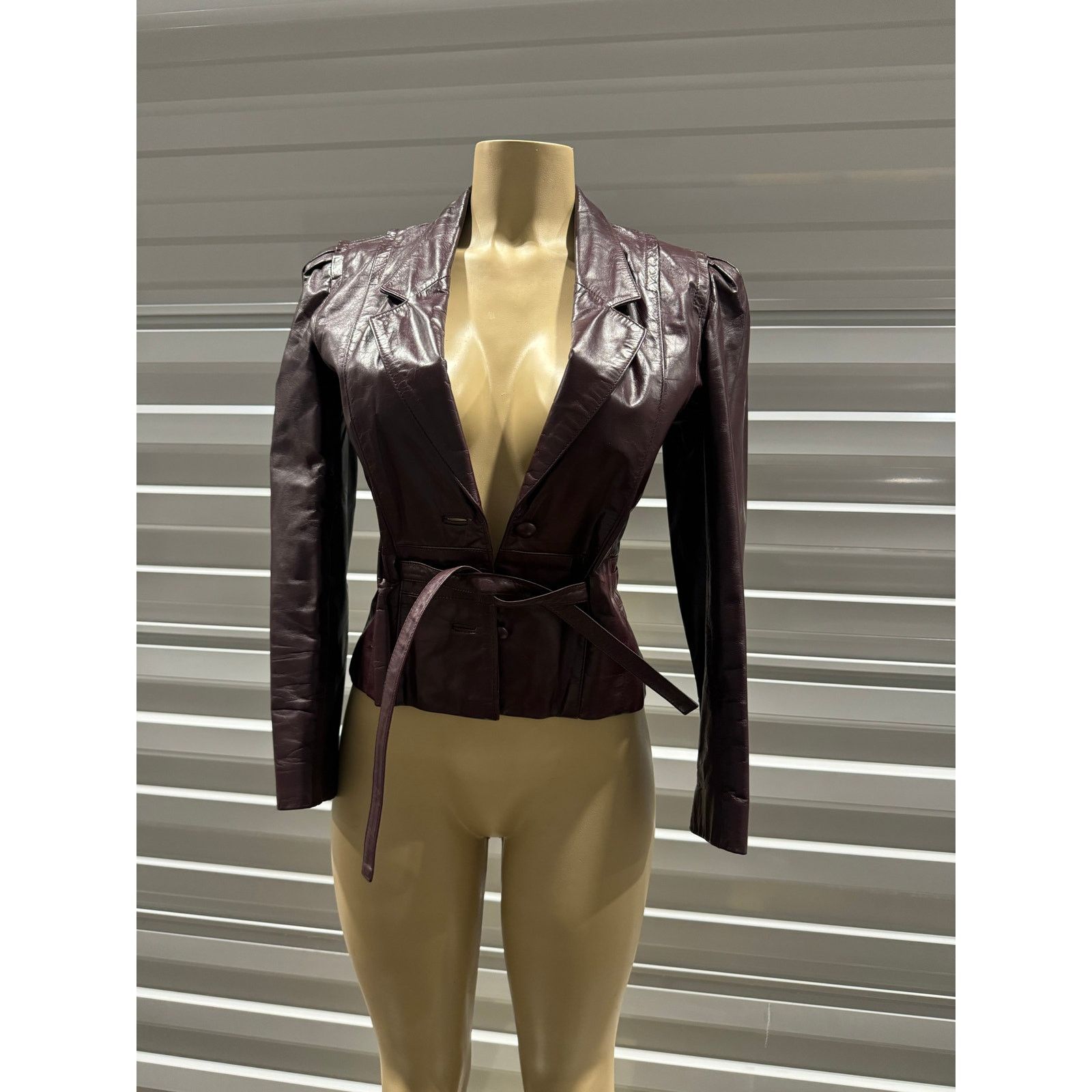 Vintage Burgundy leather blazer Size M / US 6-8 / IT 42-44 - 9 Thumbnail