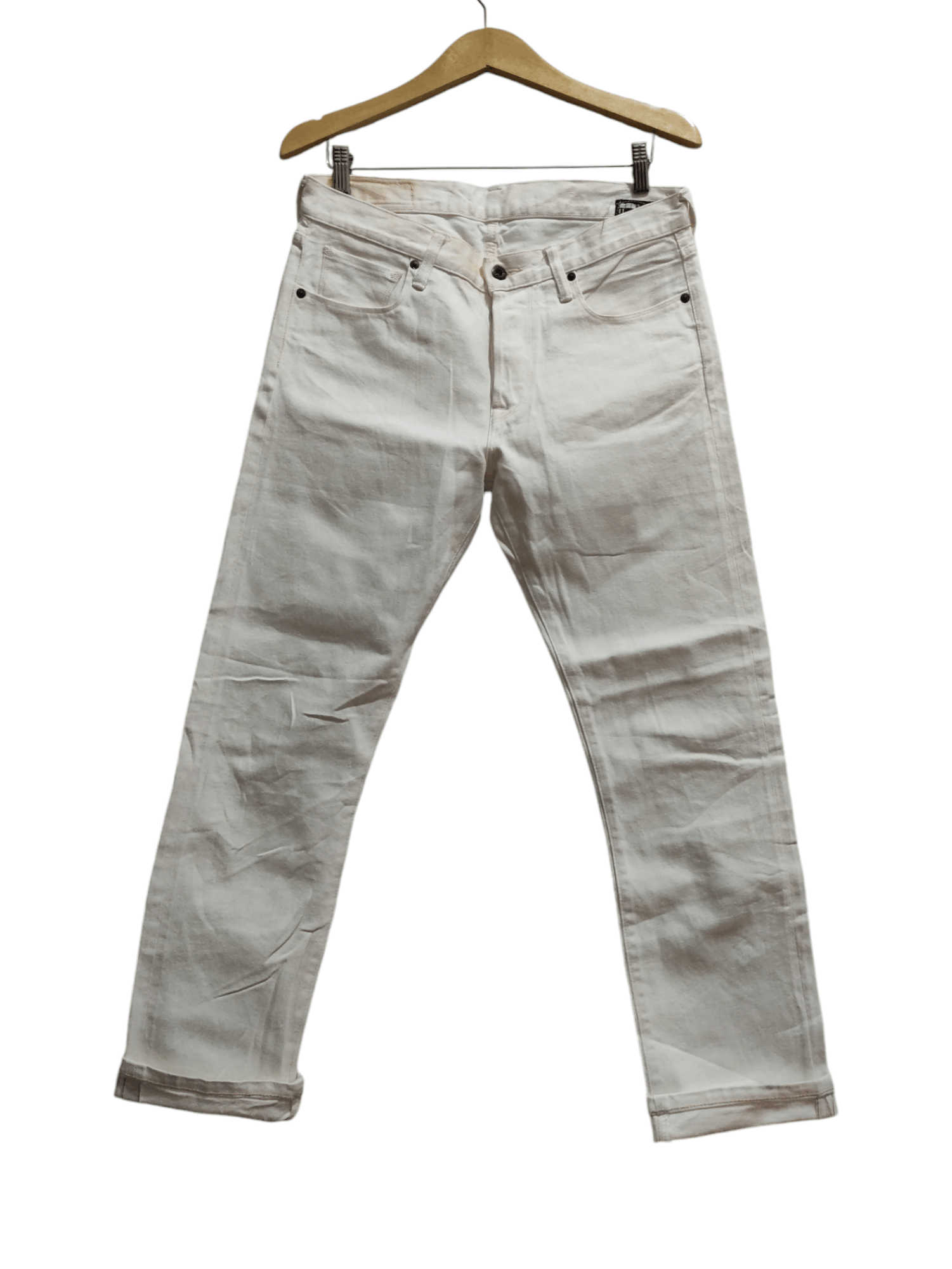 Japanese Brand × KURO Kuro Japan Diamante Buttonfly Redline White Denim Size US 32 / EU 48 - 2 Thumbnail