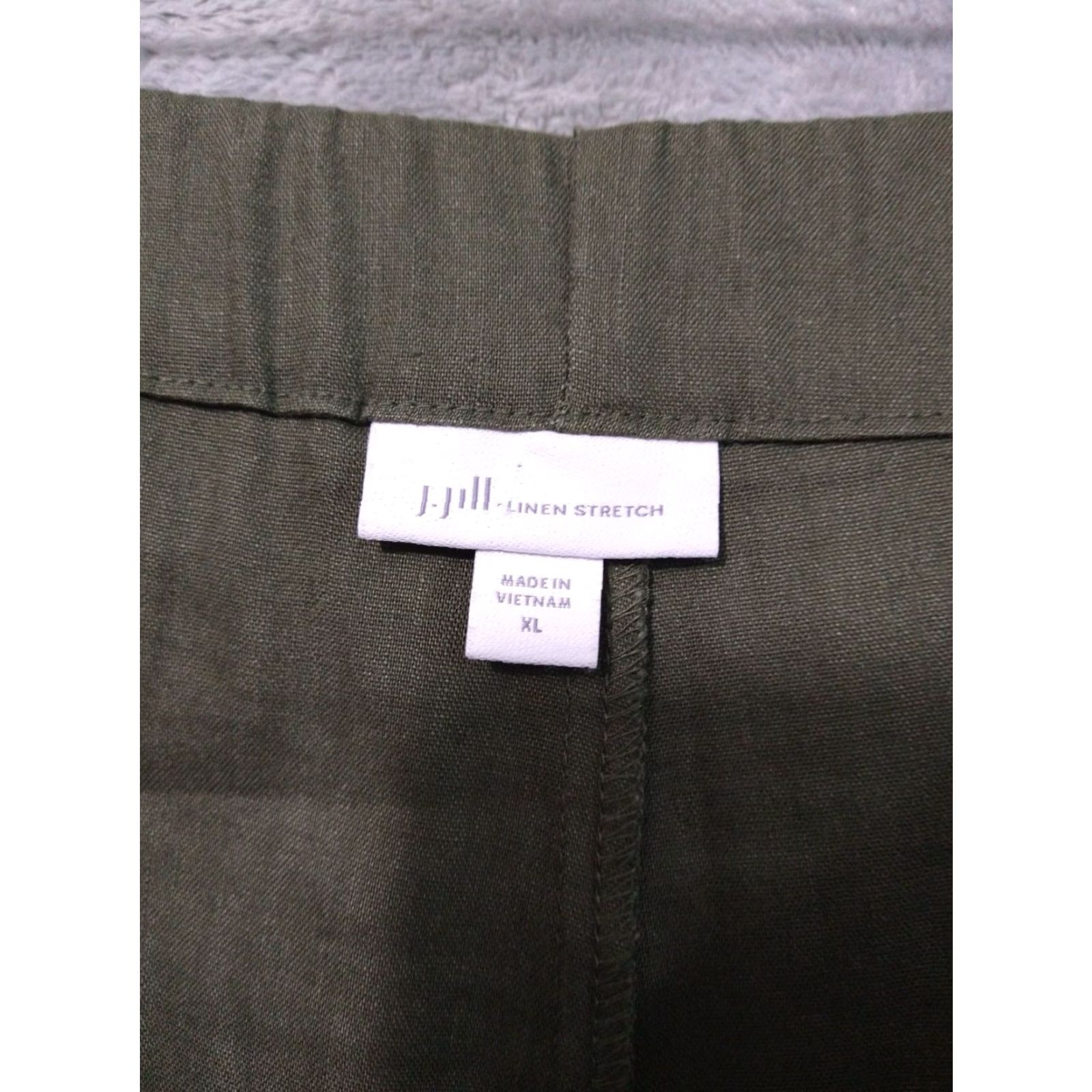 J. Jill J.Jill Pants Womens XL Green Linen Stretch Tapered Leg Crop Coastal Beachy Size 40" / US 18 - 7 Thumbnail