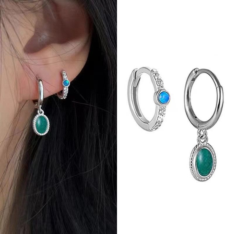 Jewelry × Sterling Silver Turquoise One pairs Punk Earrings Gothic Punk Chrome Jewelry Size ONE SIZE - 2 Thumbnail
