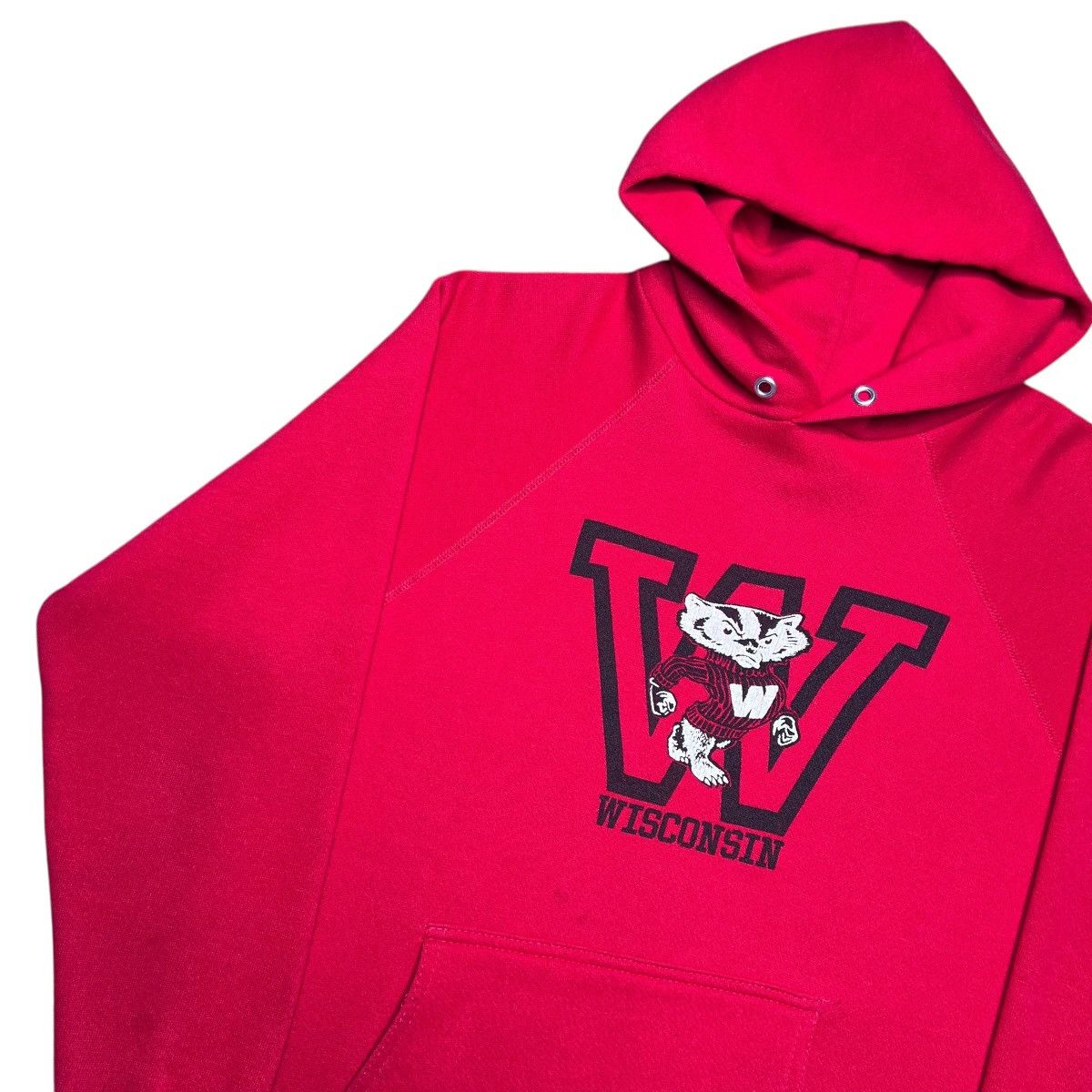 NCAA 1980s NCAA Wisconsin Badgers Artex Spell Out Mascot Hoodie Size US M / EU 48-50 / 2 - 15 Thumbnail