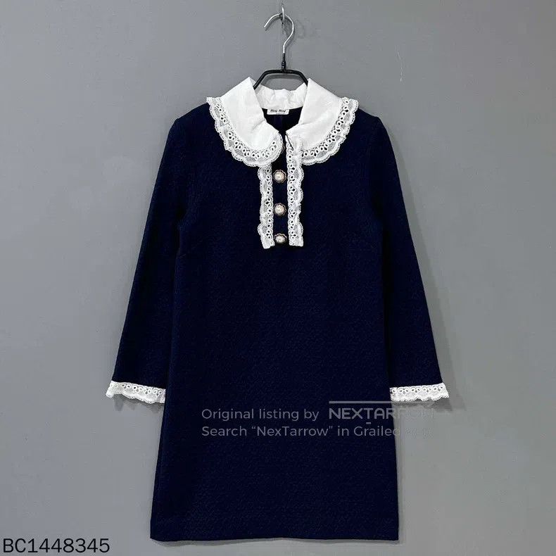 Miu Miu Miu Miu Size S Deep blue lace doll collar dress Size S / US 4 / IT 40 - 2 Thumbnail