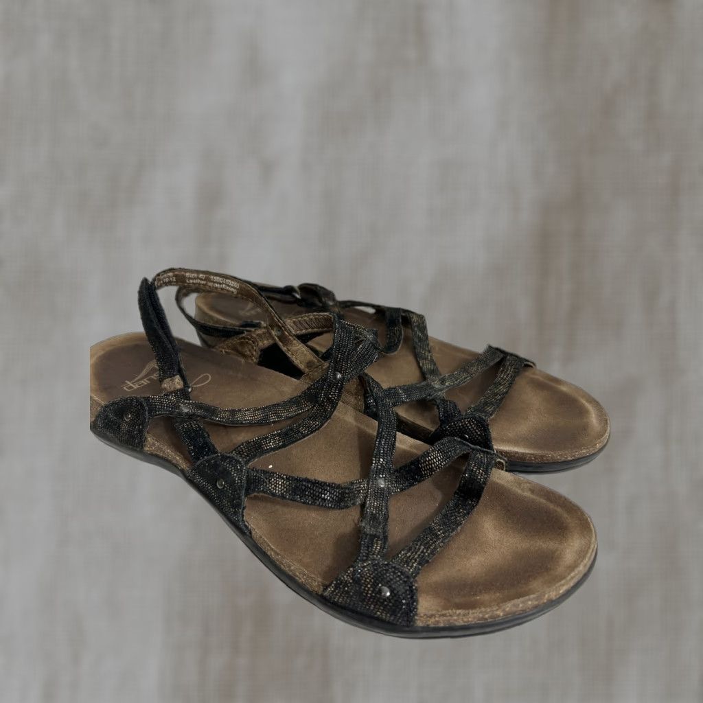 Dansko Dansko Sandal Womens Jovie Slingback Wedge Black Brown Leather EU40 9.5-10 Size US 9.5 / IT 39.5 - 1 Thumbnail