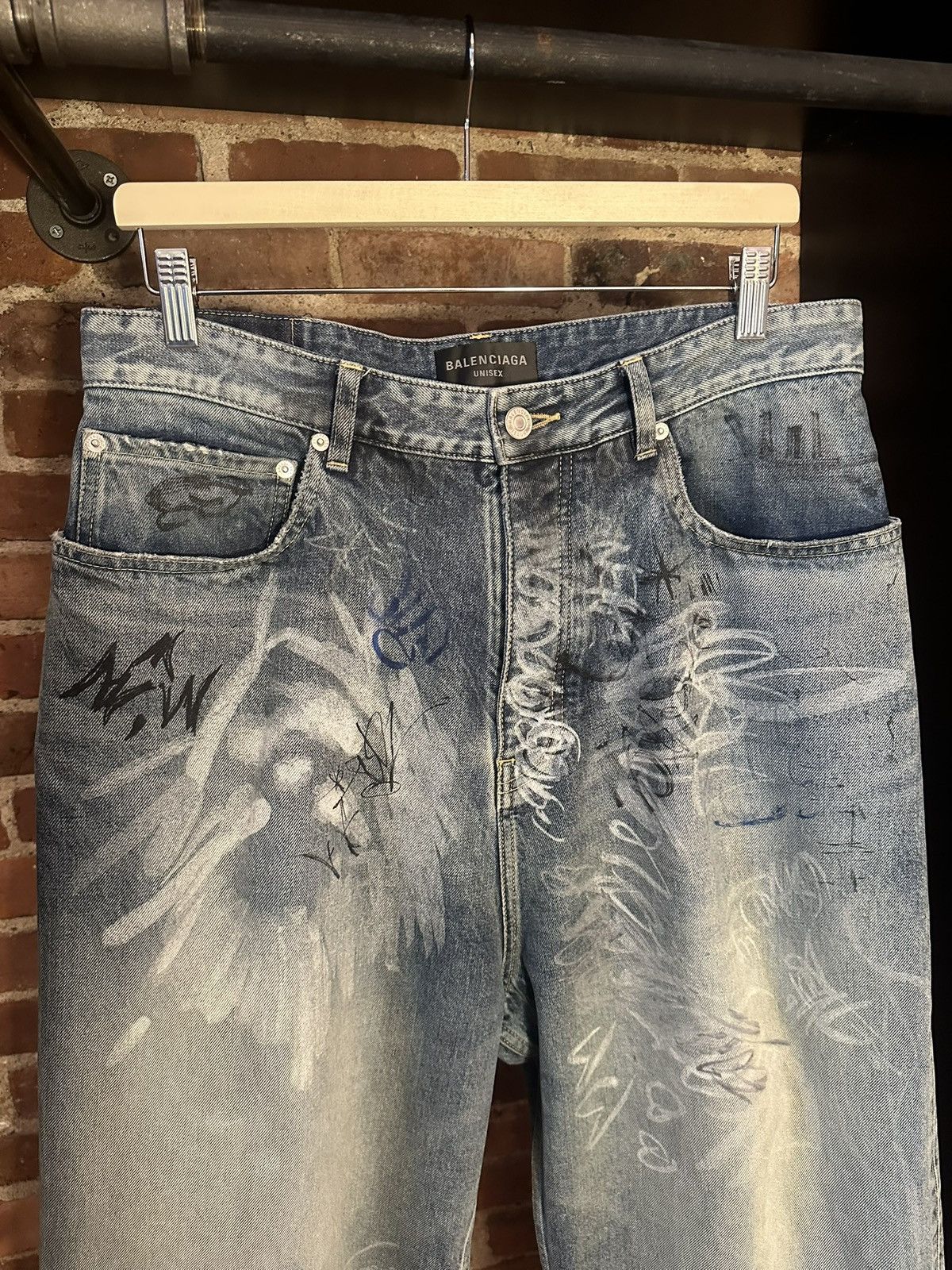 Balenciaga SS/23 Runway Mud Show Graffiti Denim (Left Hand) Size US 31 - 3 Thumbnail