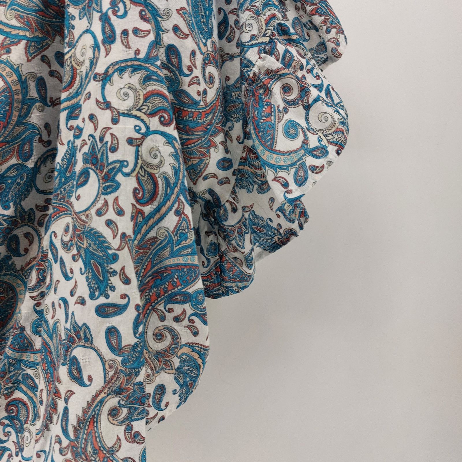 Other Terry & Sky 2X 20W-22W Blouse Paisley Print Ruffle Blue Cute Size XXL / US 16-18 / IT 52-54 - 11 Thumbnail