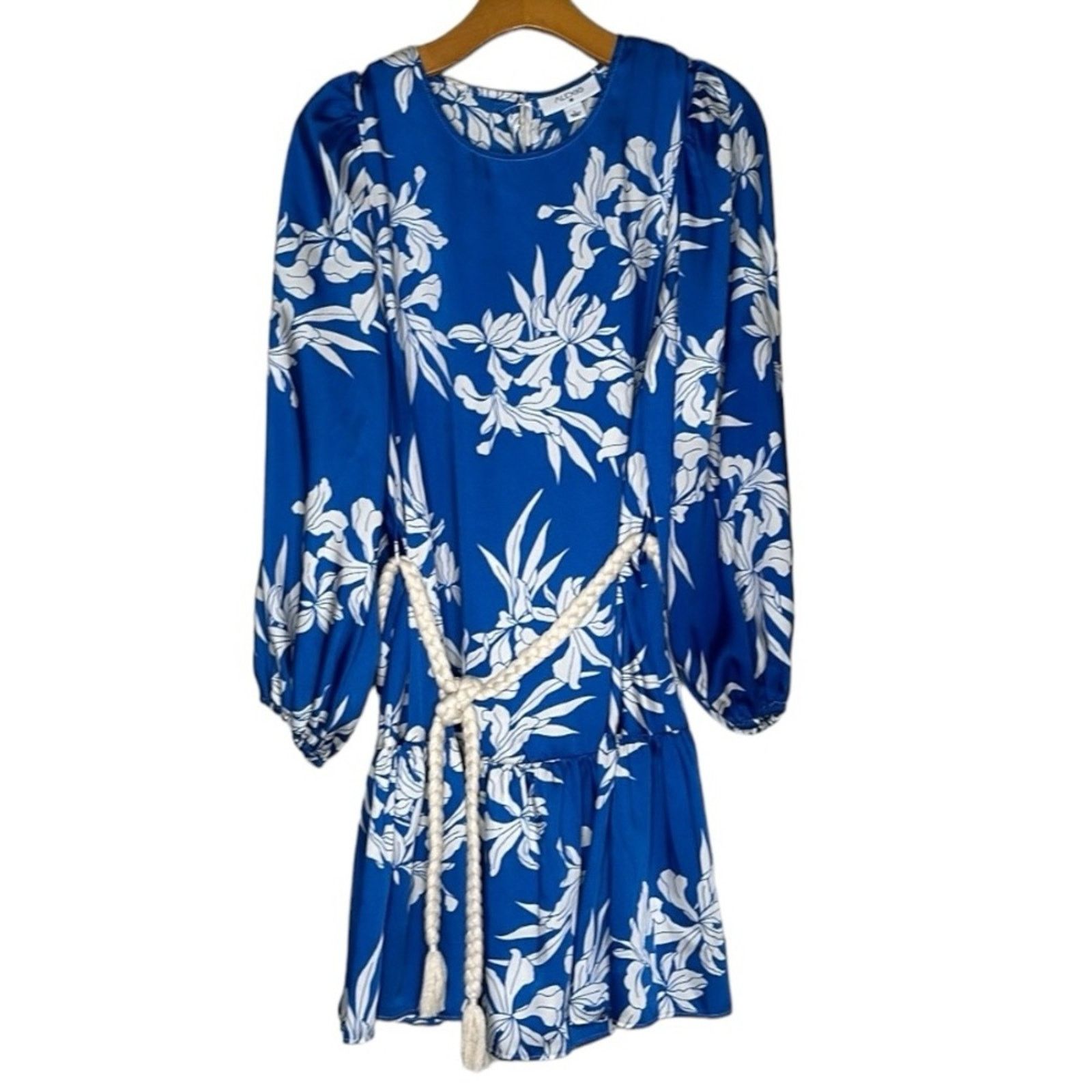 NWOT Alexis x Target Blue Floral Rope Waist Mini Dress Large