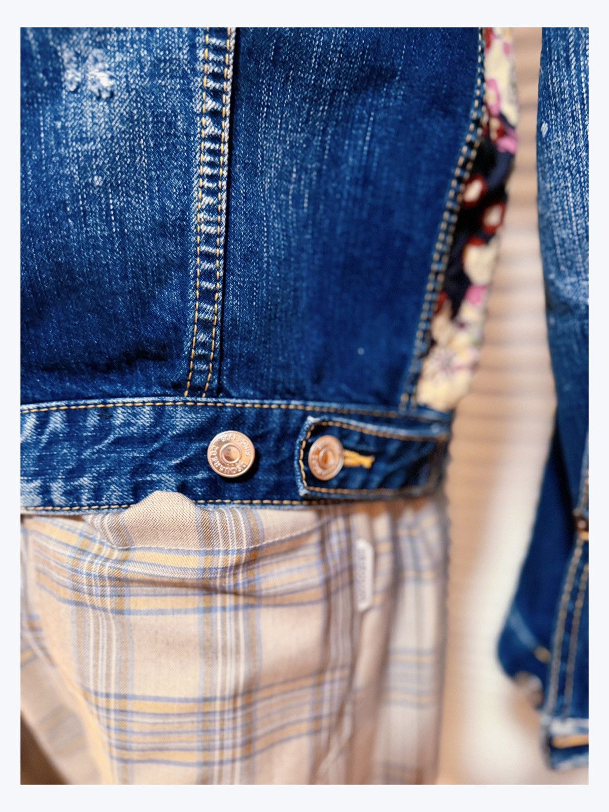 Dsquared2 DSQUARED2 Floral Patchwork Distressed Denim Jacket – Size 48 Size US M / EU 48-50 / 2 - 6 Thumbnail