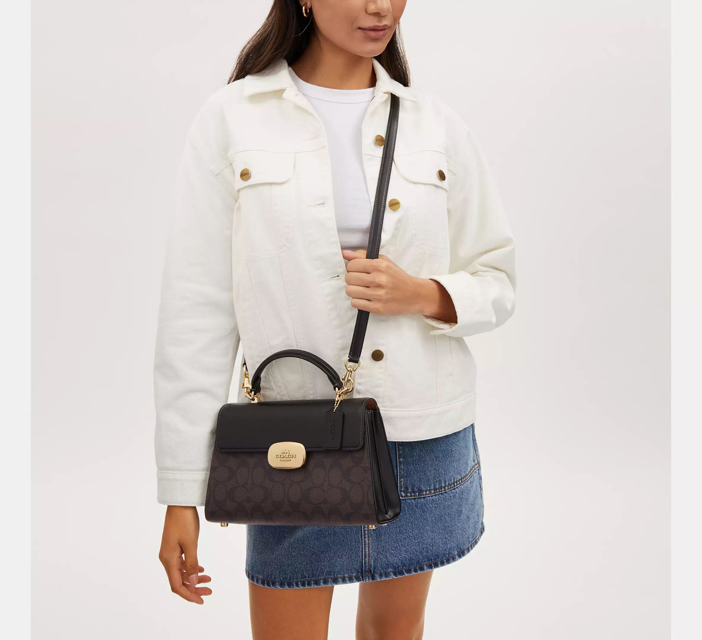 Coach Eliza Top Handle Bag In Signature Canvas CW012 Size ONE SIZE - 7 Thumbnail