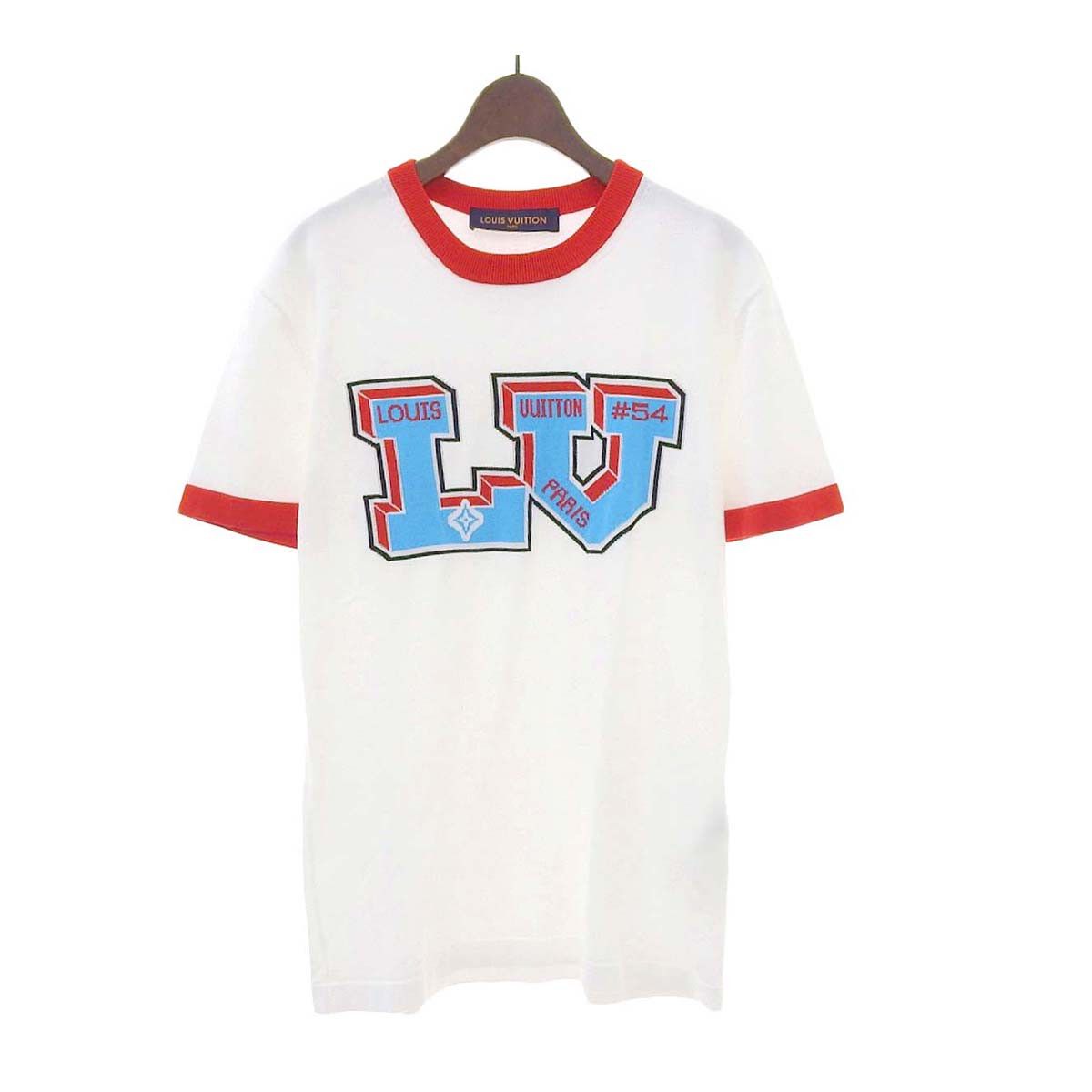 image of Louis Vuitton Logo Knit Ringer T-Shirt in White, Men's (Size XS)