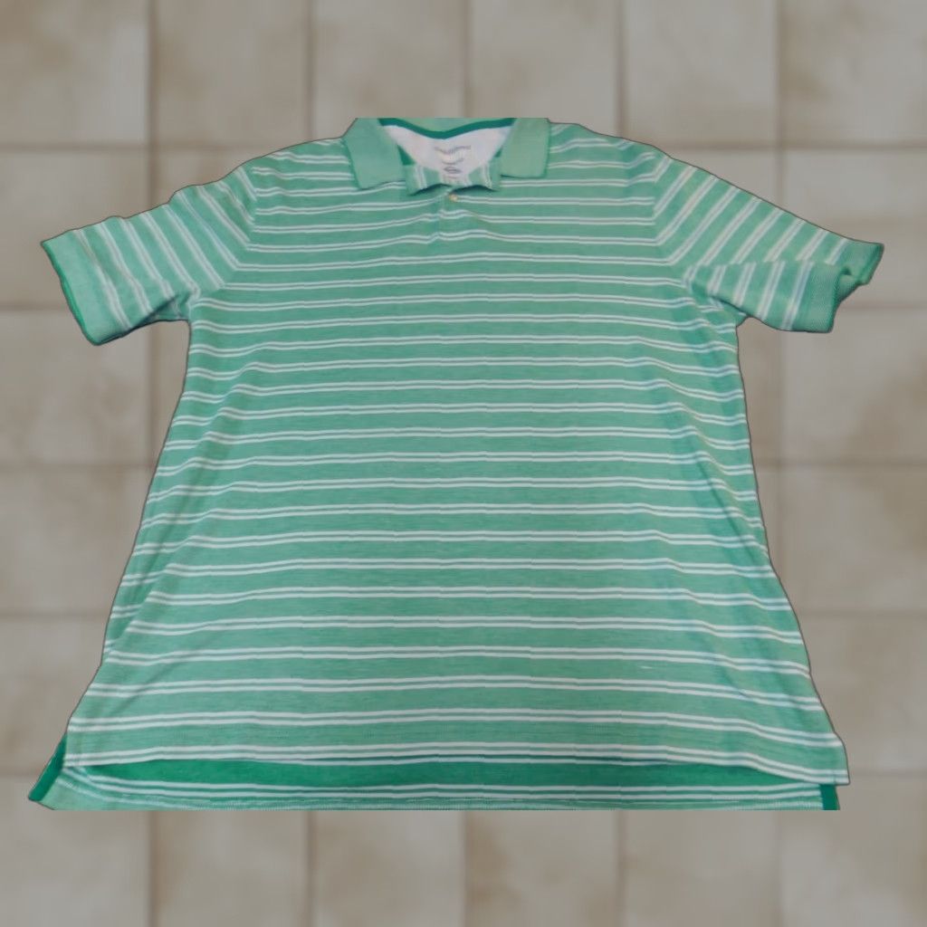 Vintage Saddlebred Polo Shirt Mens L Green Striped Regular Fit Short Sleeve Knit Buttoned Collar Golf Size US L / EU 52-54 / 3 - 1 Thumbnail