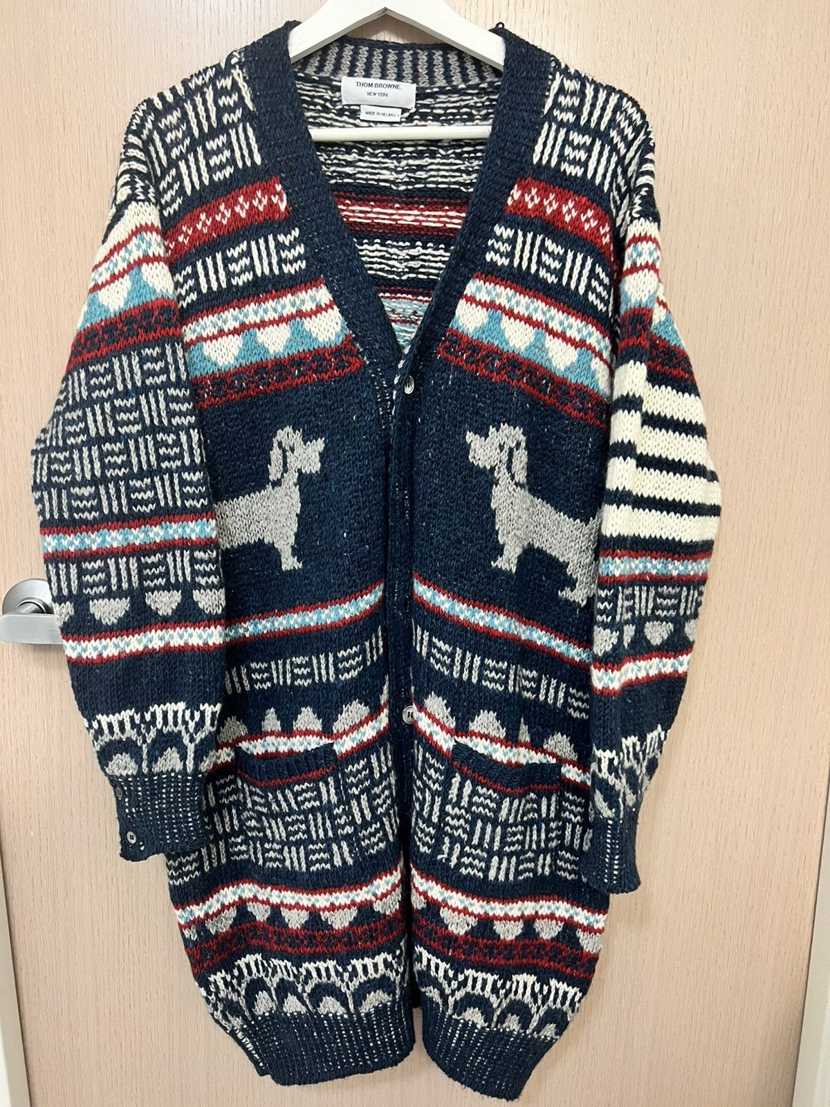 Thom Browne Thom Browne Dog Intarsia Fair Isle Knit Cardigan – Size 4 Size US L / EU 52-54 / 3 - 1 Thumbnail