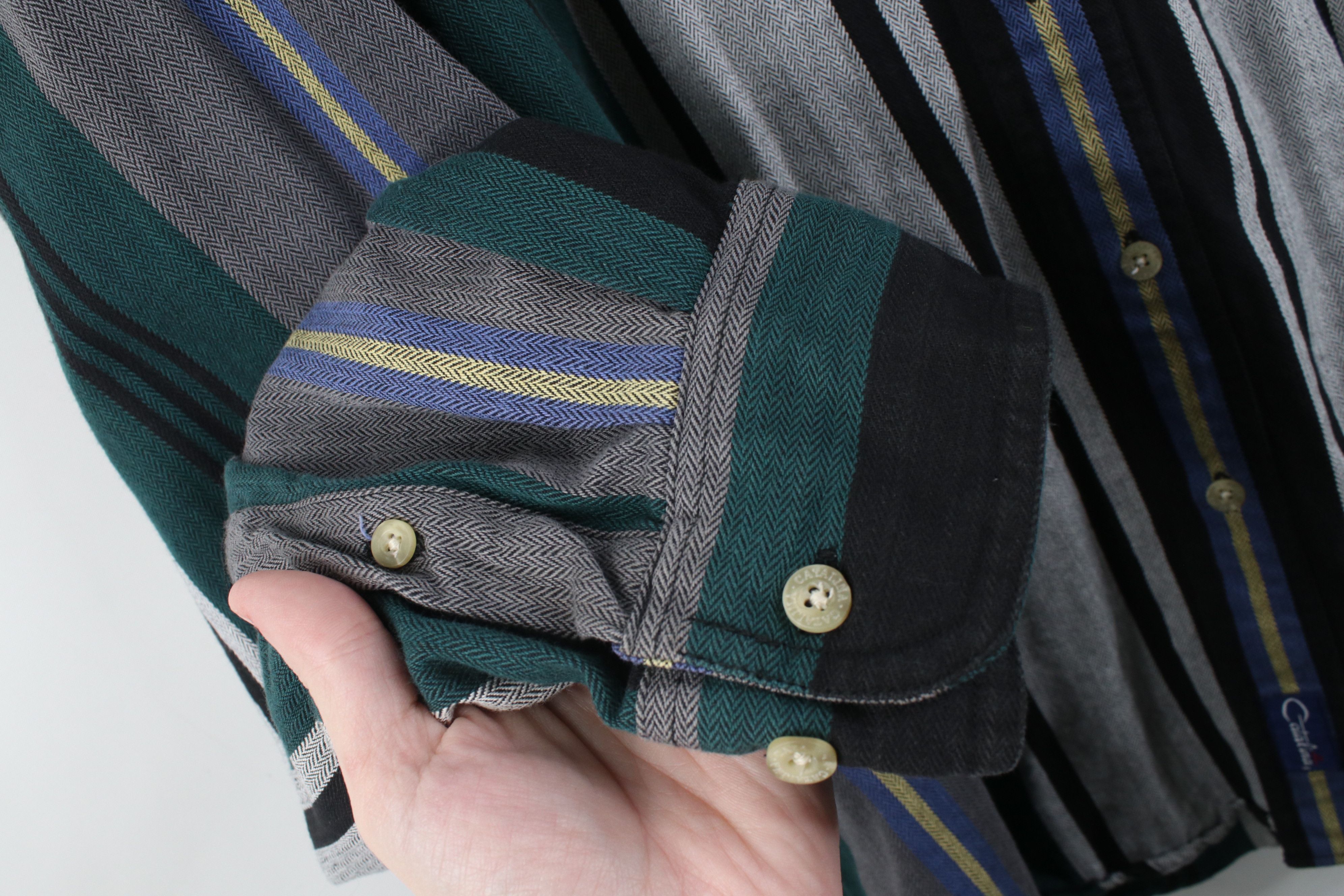 Vintage Vintage 90s Streetwear Herringbone Flannel Button Down Shirt Size US L / EU 52-54 / 3 - 6 Thumbnail