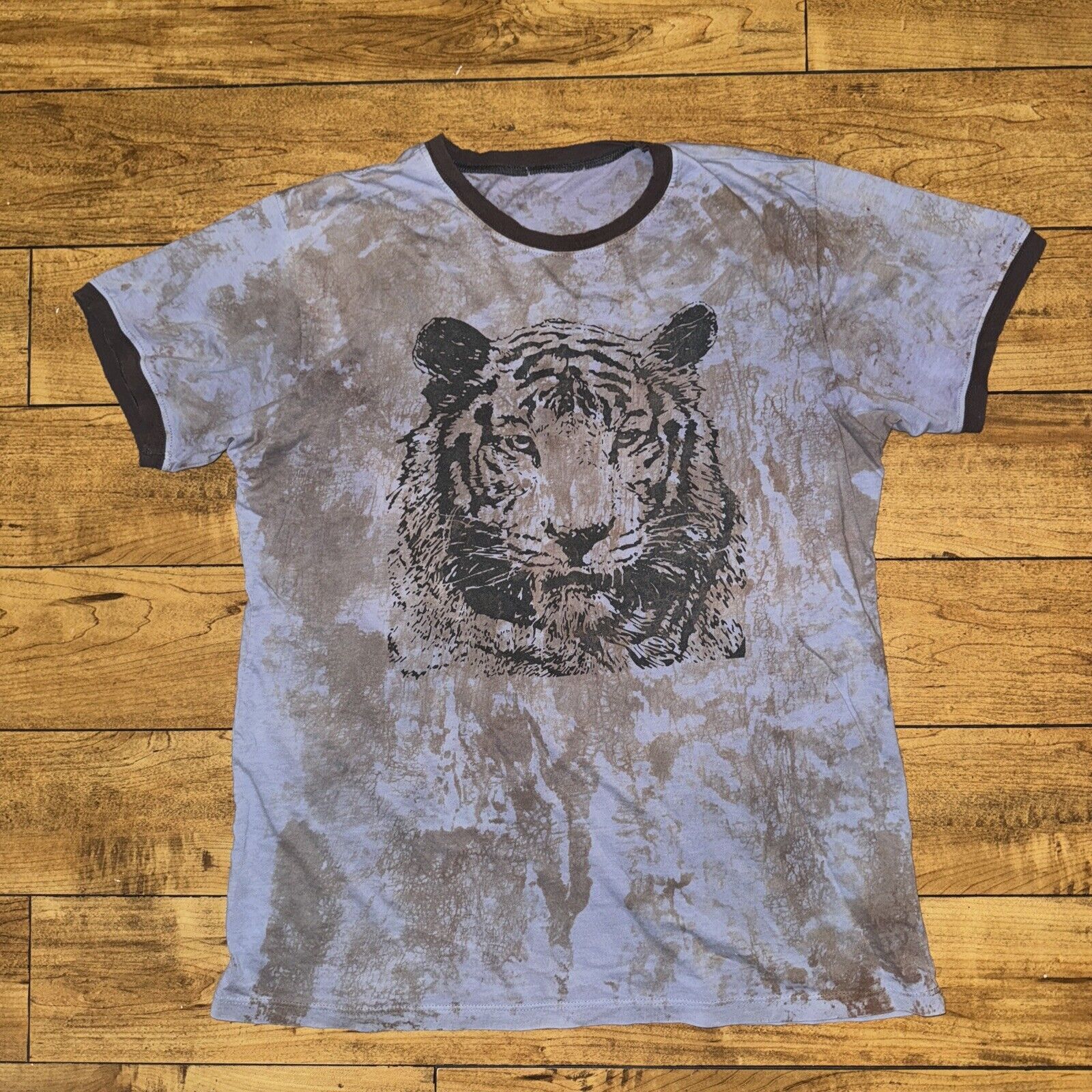 Band Tees × Japanese Brand × Vintage Vintage Tiger Tie Dye Ringer T-Shirt M Made In USA Size US M / EU 48-50 / 2 - 1 Thumbnail