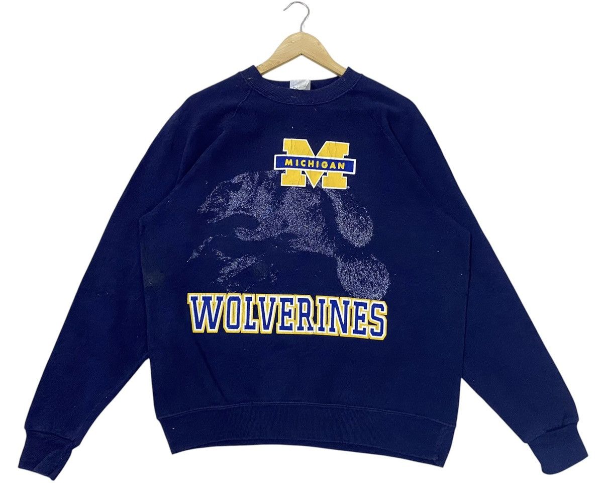 Vintage Vintage 90s Michigan Wolverines Big Logo Sweatshirt Mr. Lee Size US L / EU 52-54 / 3 - 1 Thumbnail