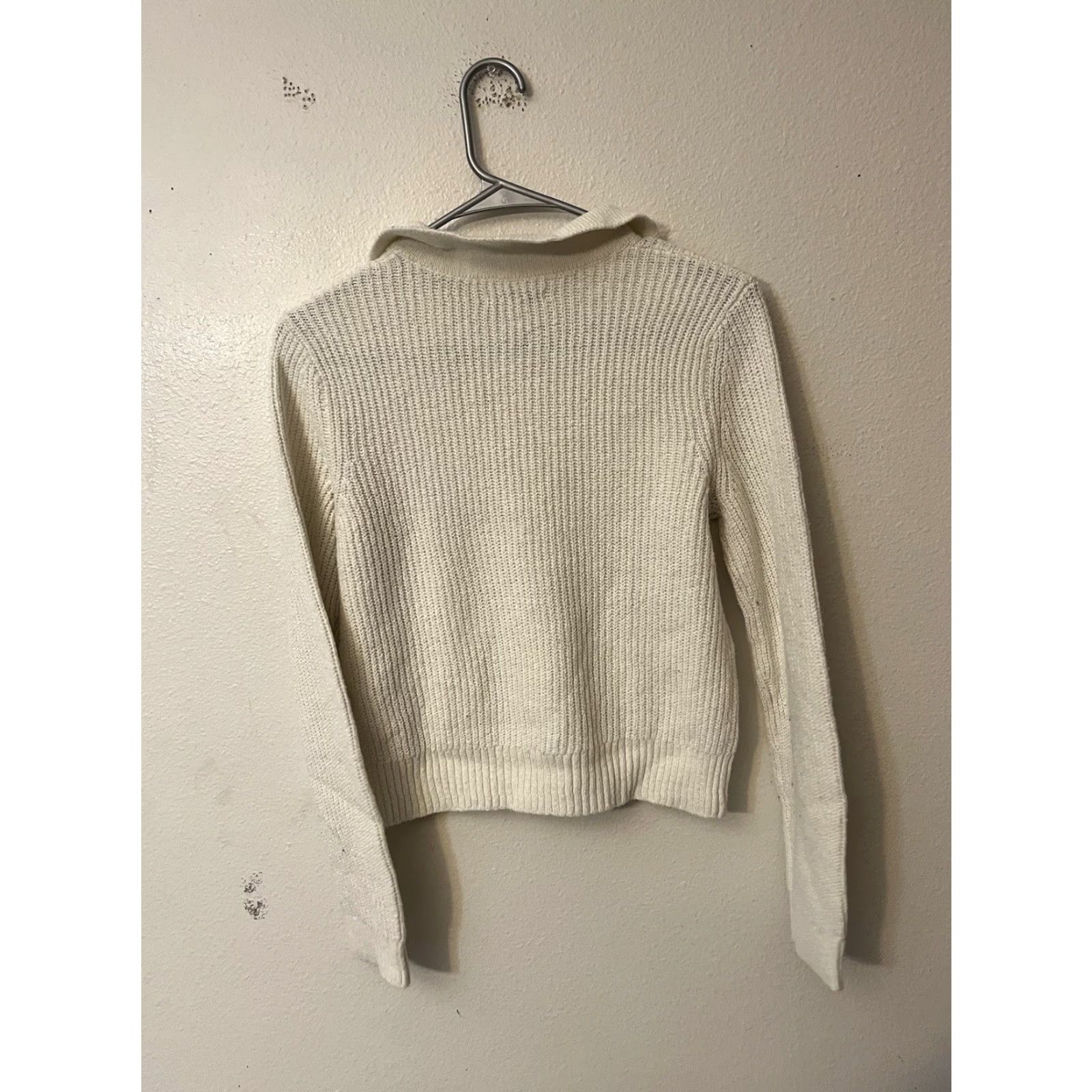 Vintage American Eagle Sweater Womens Knit Polo Sz M Ivory Cream Size M / US 6-8 / IT 42-44 - 3 Thumbnail