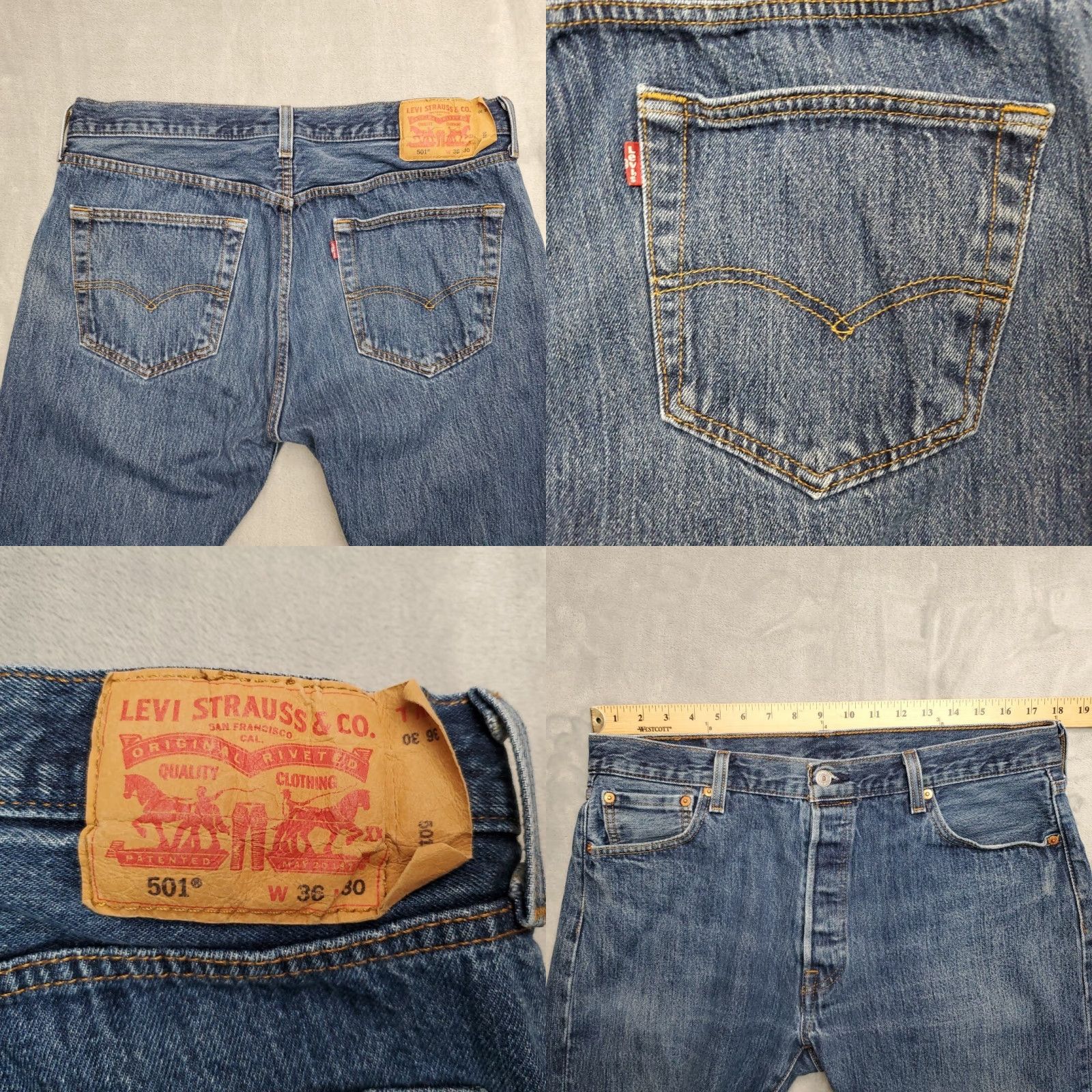Vintage Levis 501 Jeans Mens 36x30 Blue Denim Original Button Fly Pants Casual Pants Size US 36 / EU 52 - 8 Thumbnail